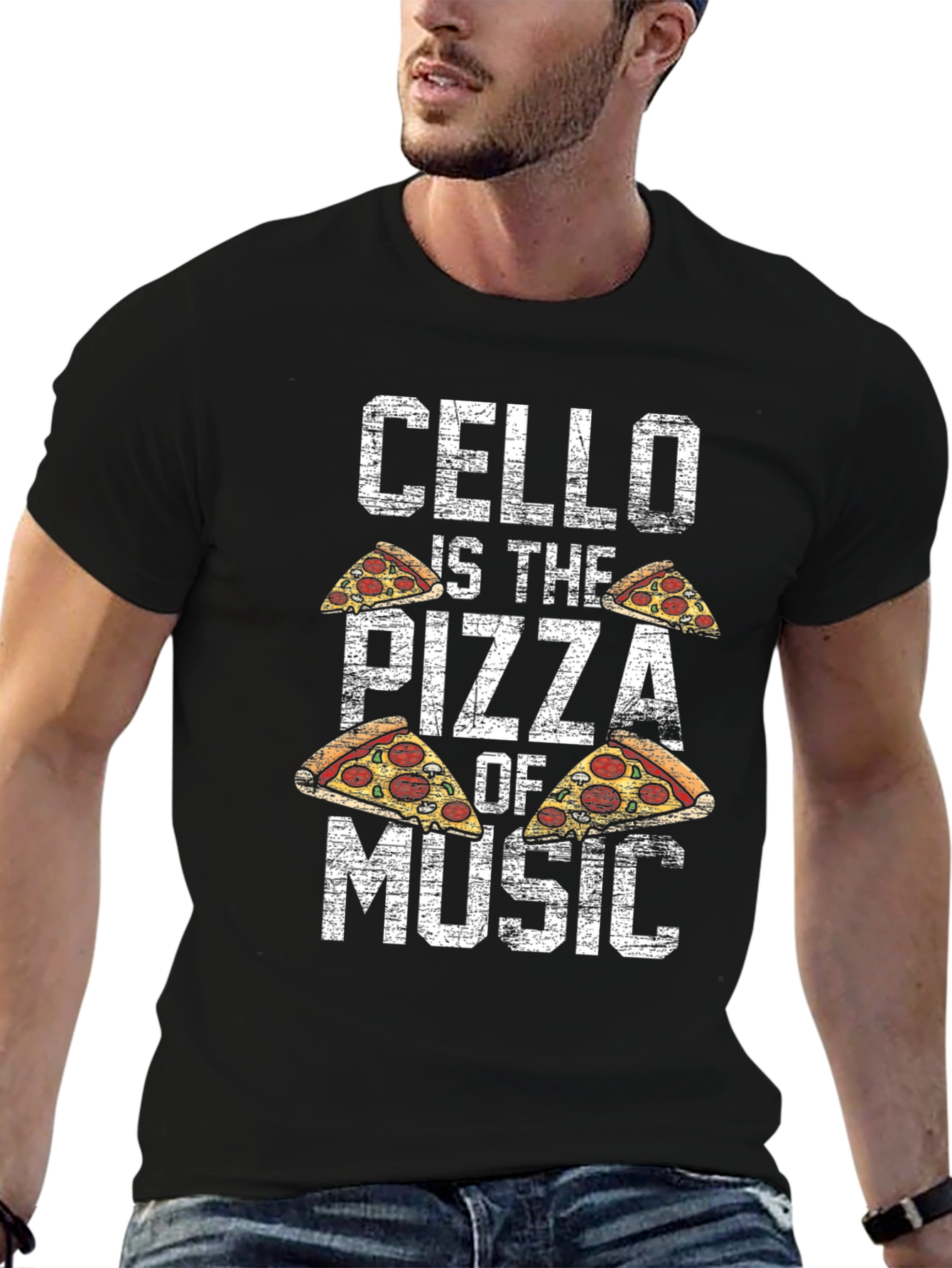 Cello Pizza Music T-Shirt Funny Musician Tee