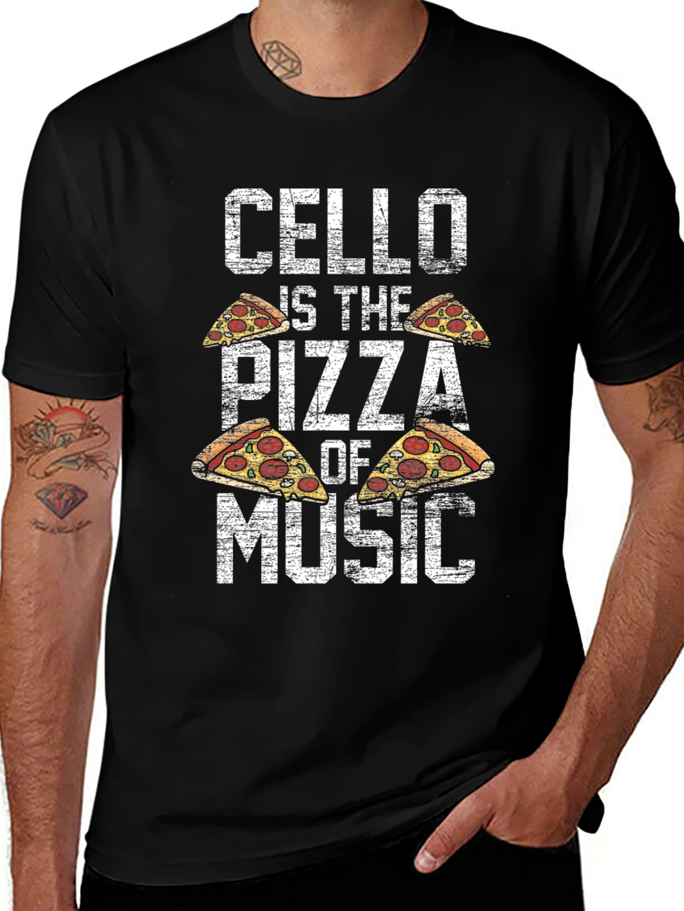 Cello Pizza Music T-Shirt Funny Musician Tee