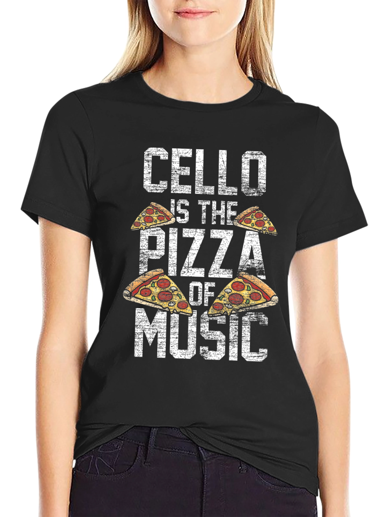 Cello Pizza Music T-Shirt Funny Musician Tee