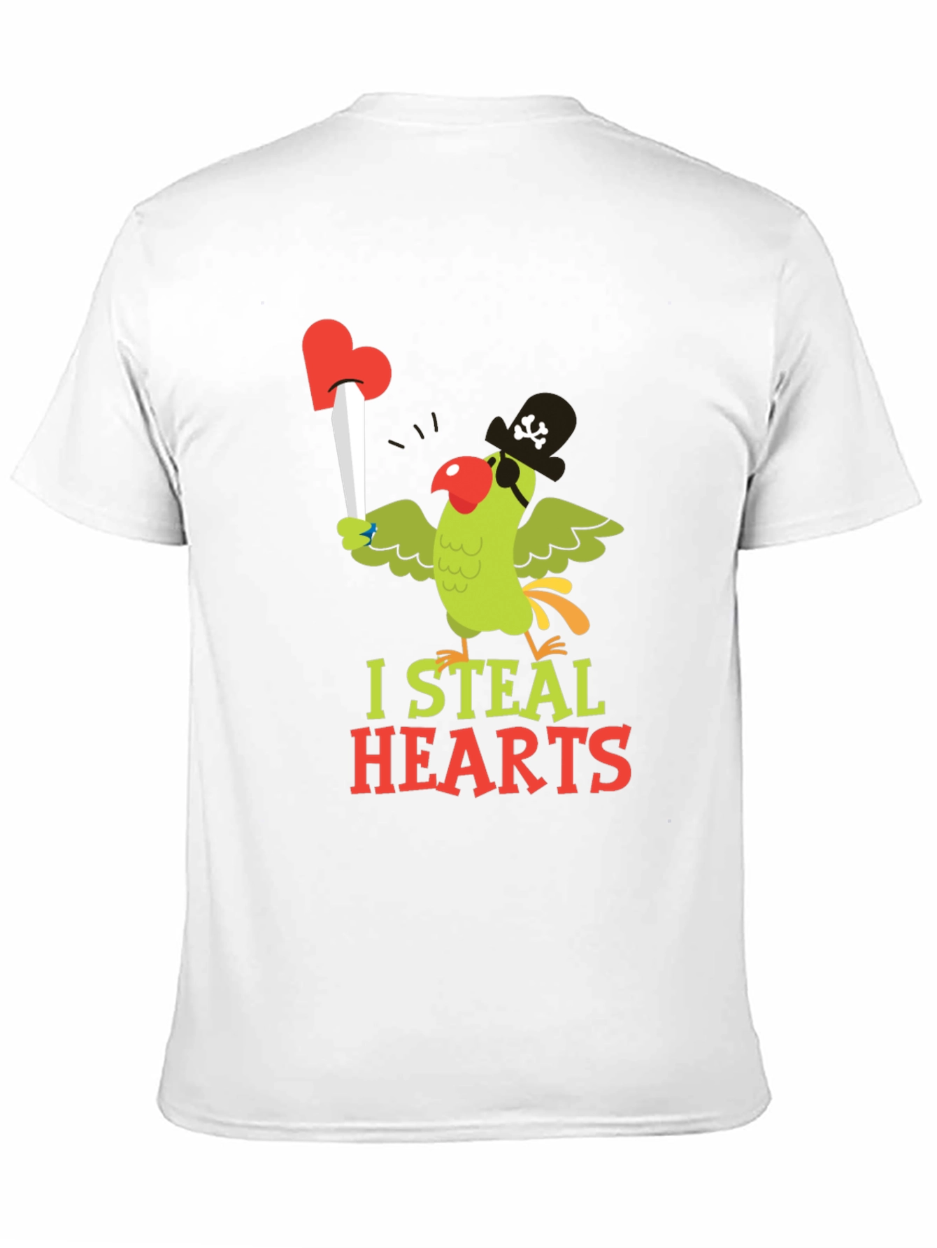 I Steal Hearts Parrot Pirate Graphic T-Shirt