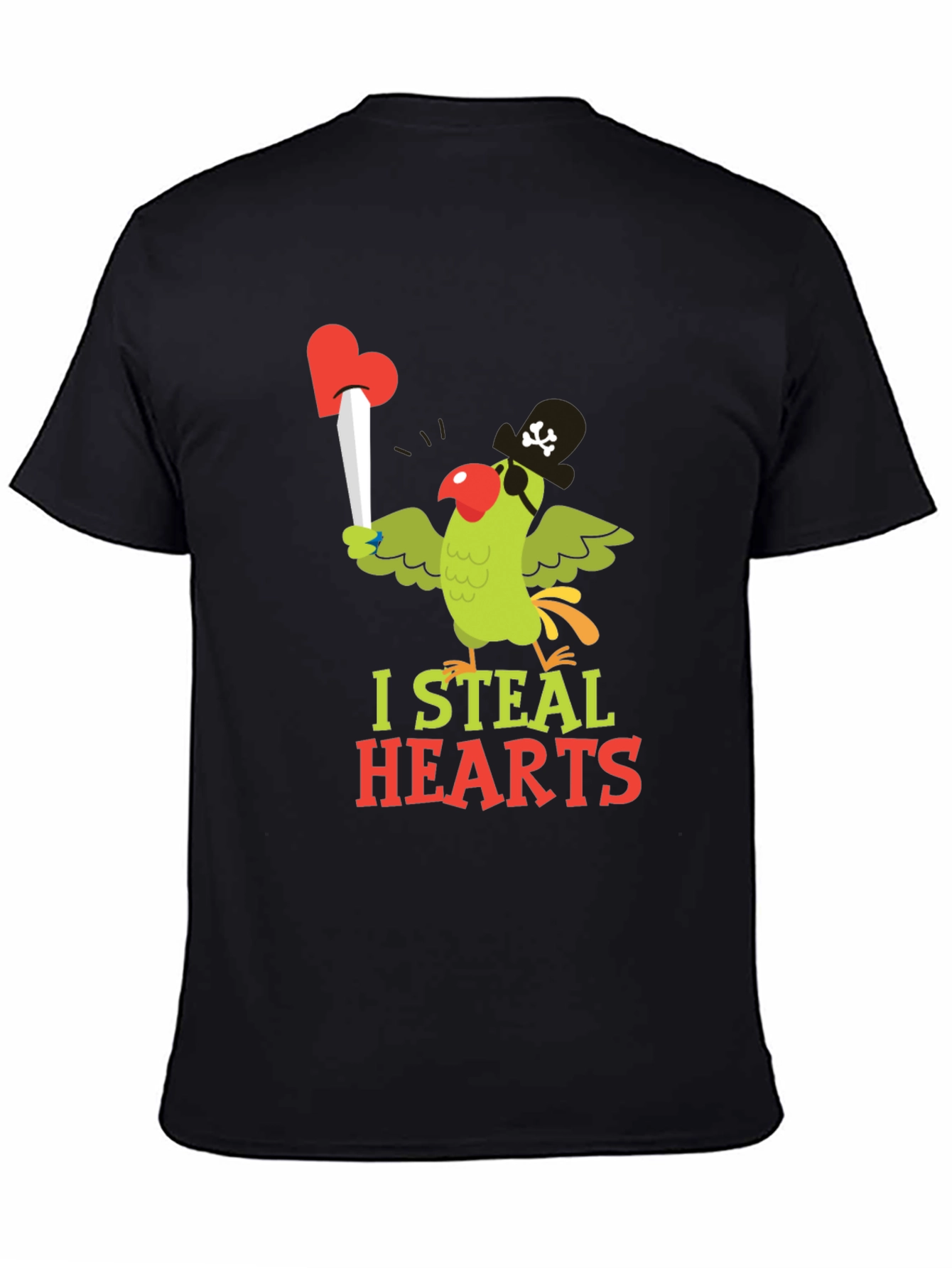 I Steal Hearts Parrot Pirate Graphic T-Shirt