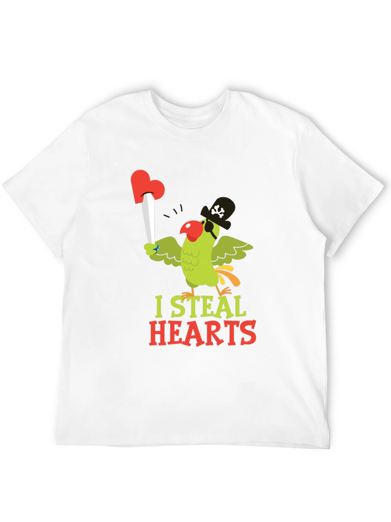 I Steal Hearts Parrot Pirate Graphic T-Shirt