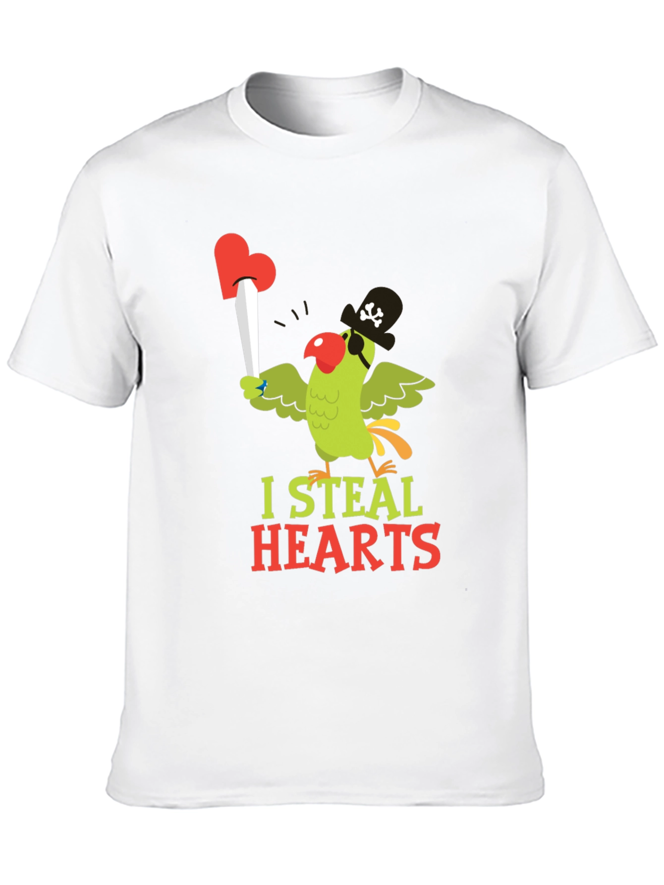 I Steal Hearts Parrot Pirate Graphic T-Shirt