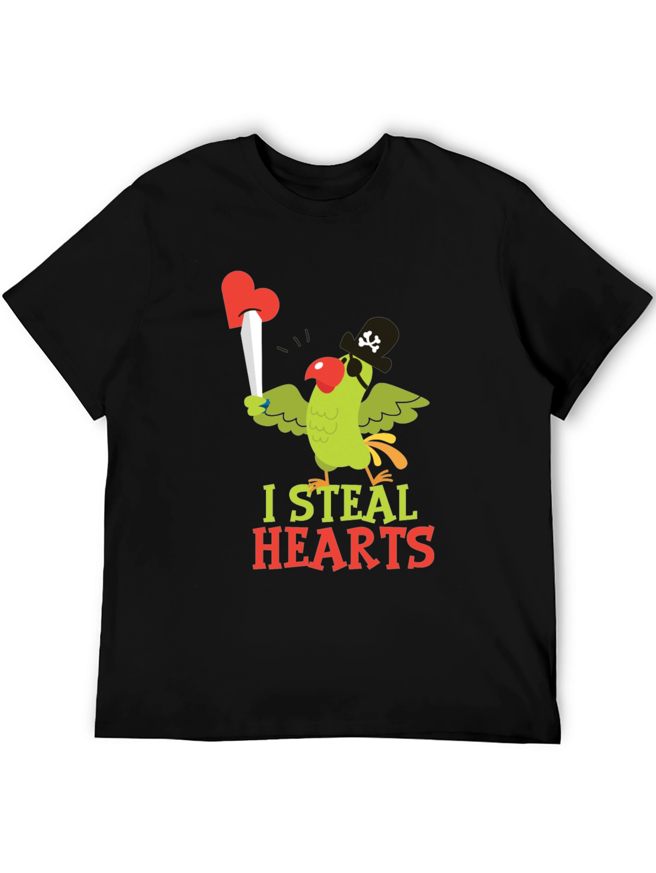 I Steal Hearts Parrot Pirate Graphic T-Shirt