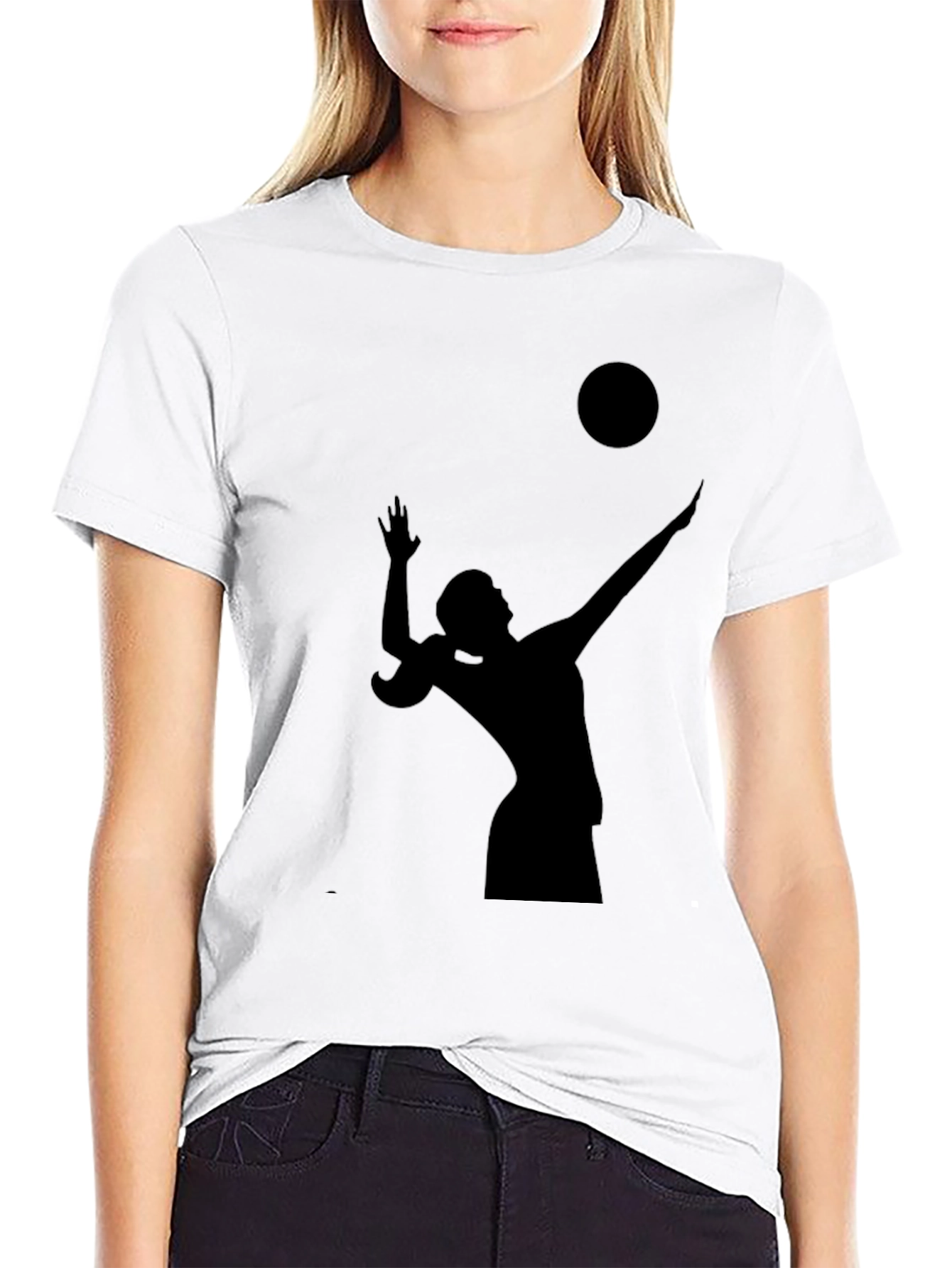 Volleyball Silhouette Graphic Black T-Shirt