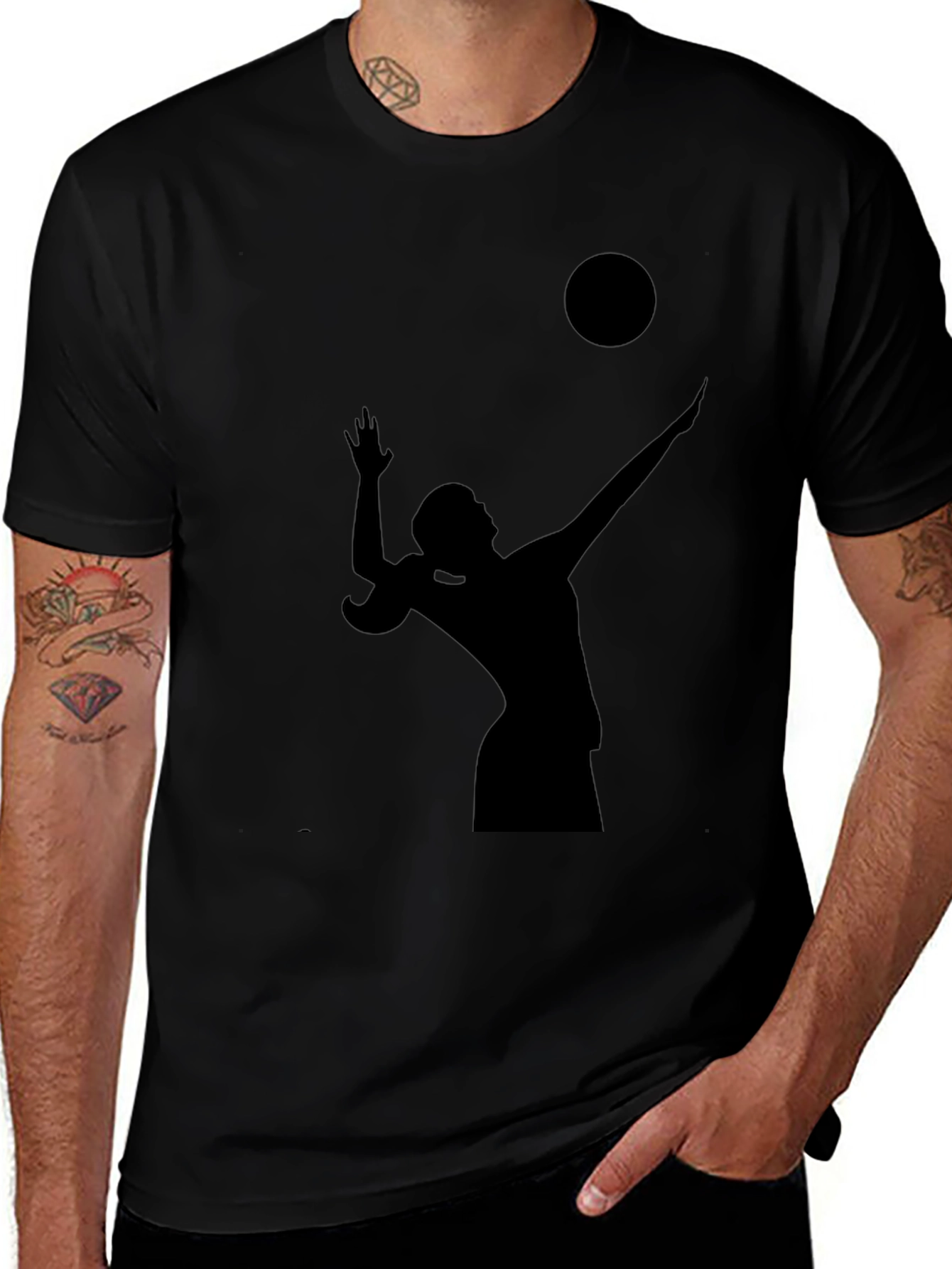 Volleyball Silhouette Graphic Black T-Shirt