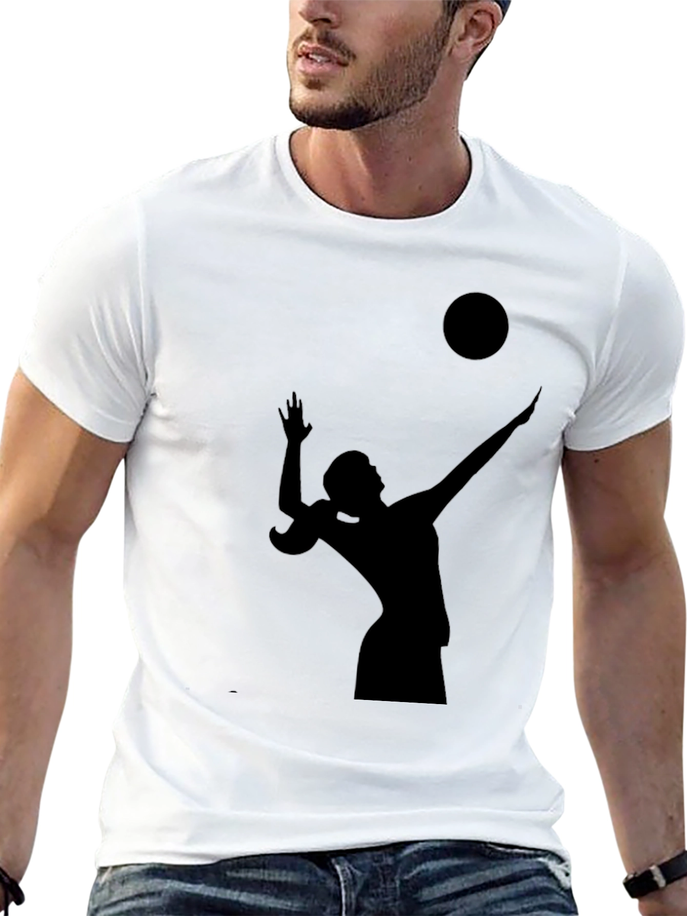 Volleyball Silhouette Graphic Black T-Shirt