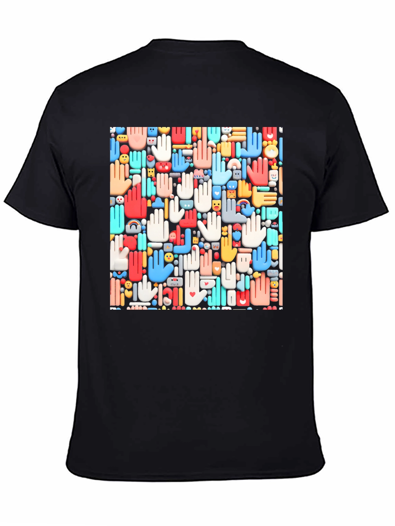 Hands Patterned Black T-Shirt