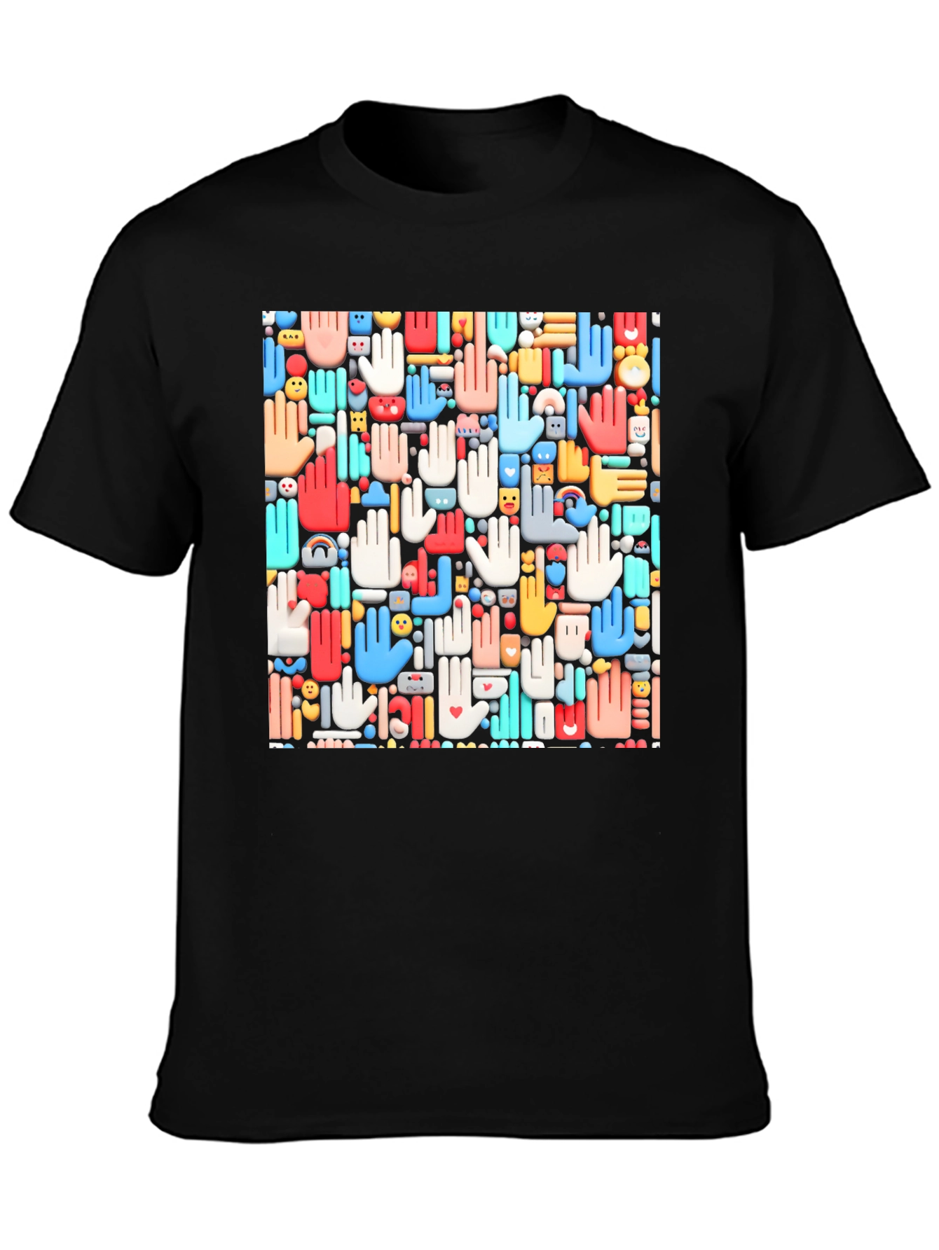 Hands Patterned Black T-Shirt