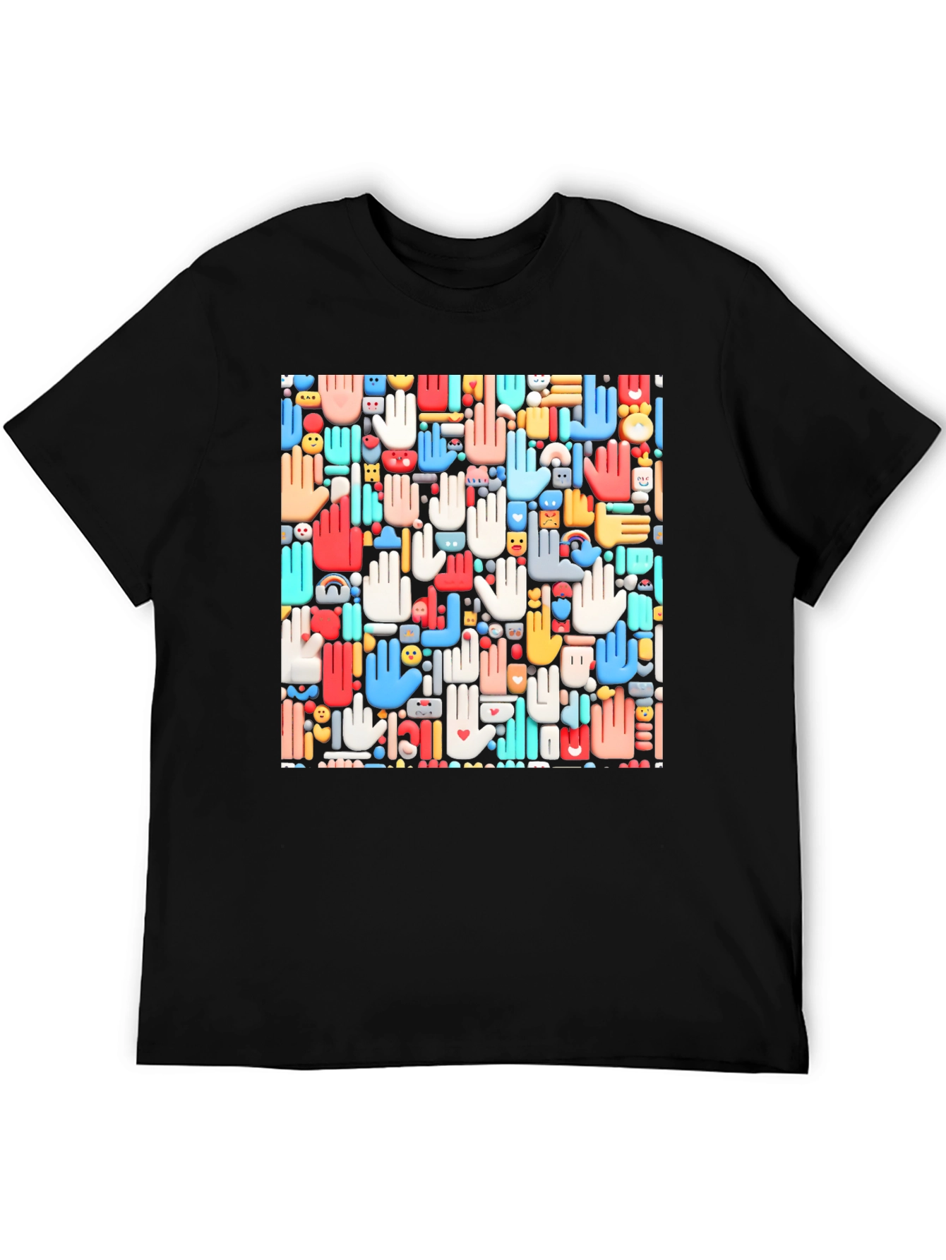Hands Patterned Black T-Shirt