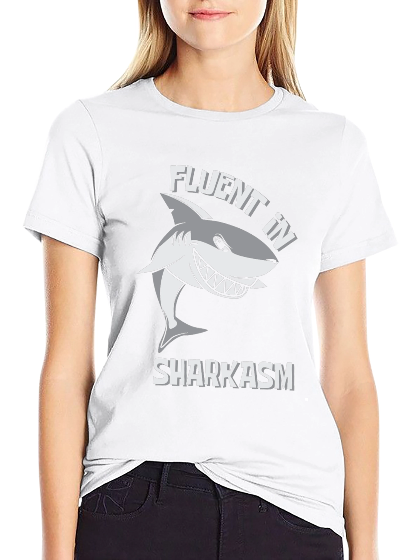 Fluent in Sharkasm Graphic Tee - Funny Shark Design
