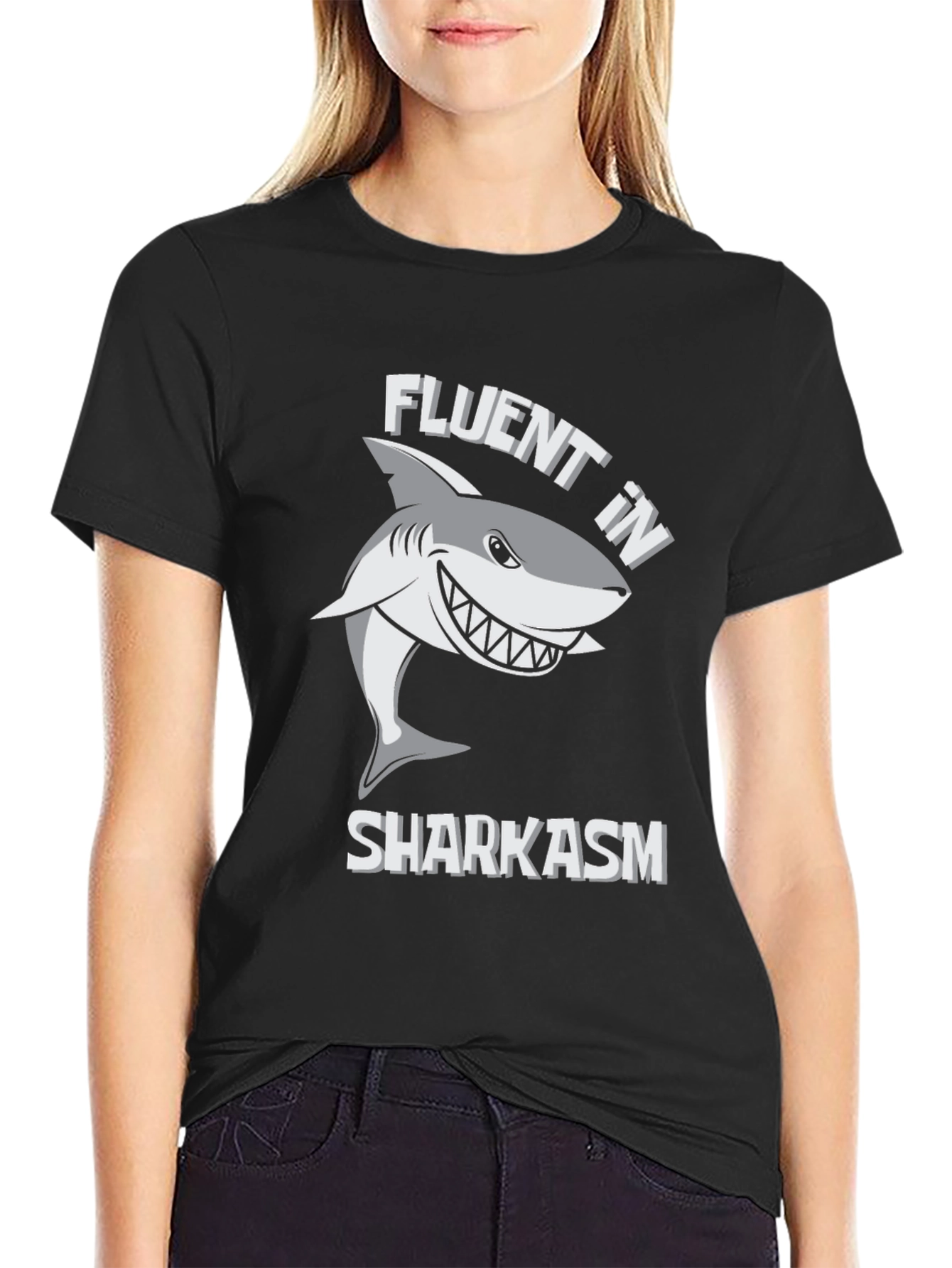 Fluent in Sharkasm Graphic Tee - Funny Shark Design