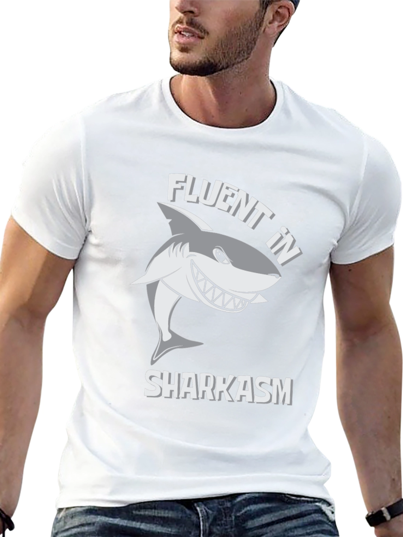 Fluent in Sharkasm Graphic Tee - Funny Shark Design