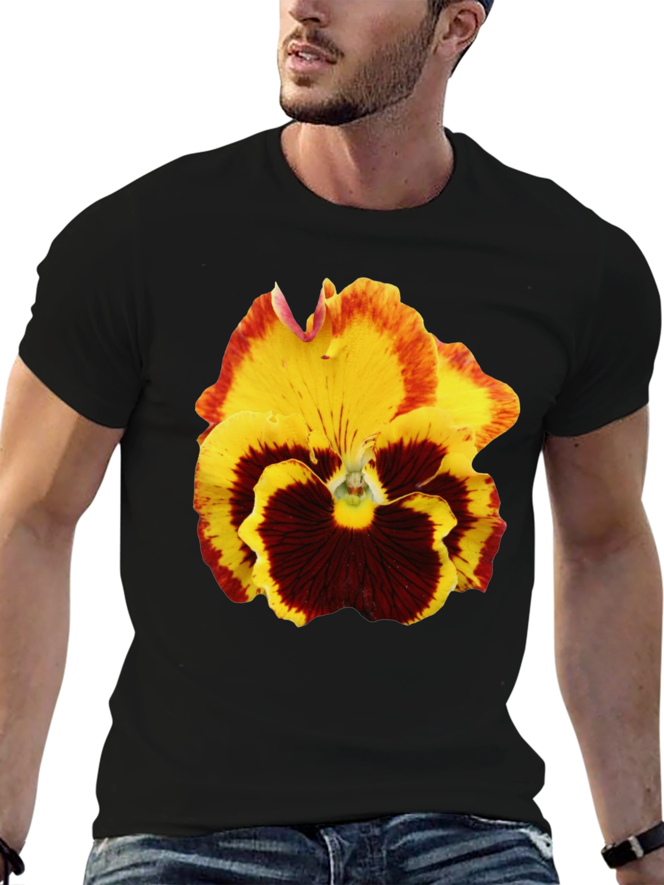 Floral Print T-Shirt - Pansy Graphic Tee