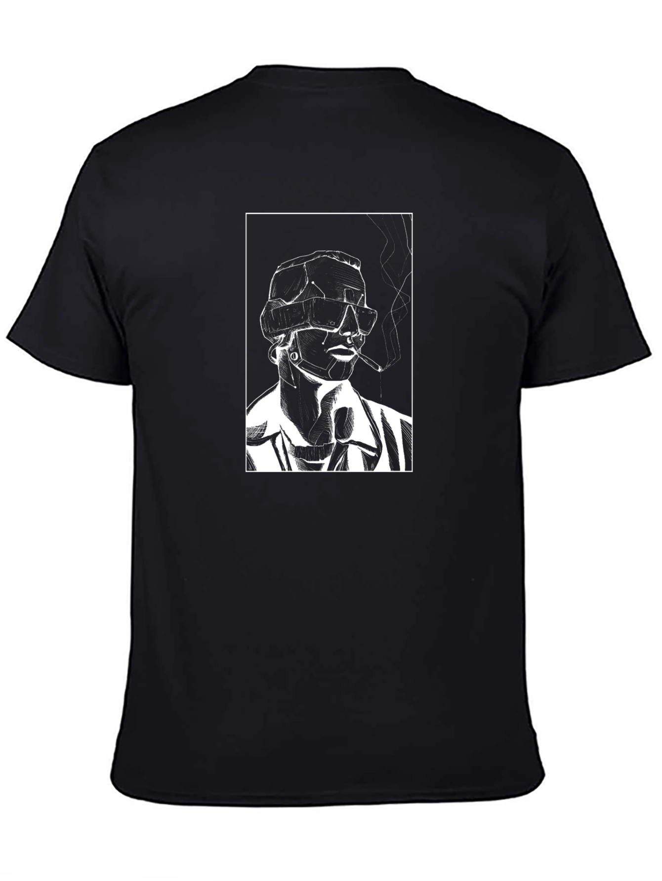 Modern Art Graphic T-Shirt - Smoking Figure Tee