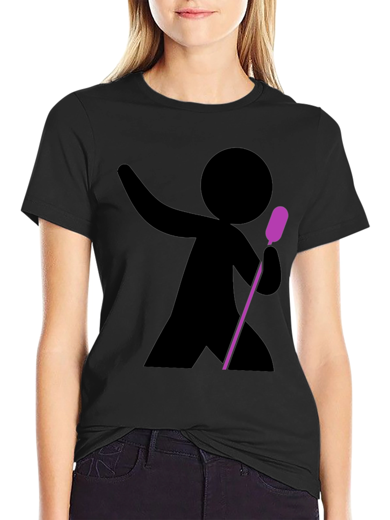 Stick Figure Singer Black T-Shirt