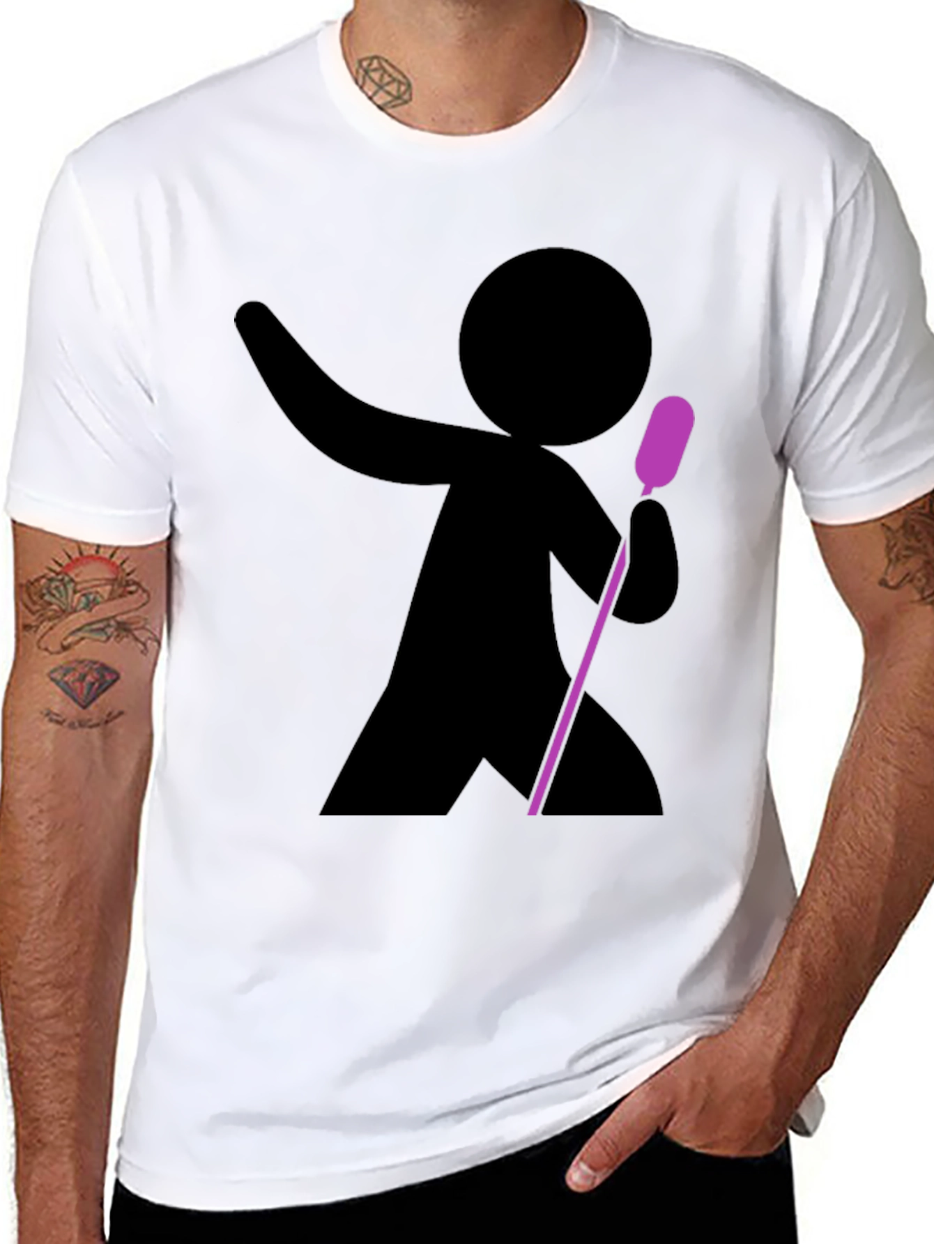 Stick Figure Singer Black T-Shirt