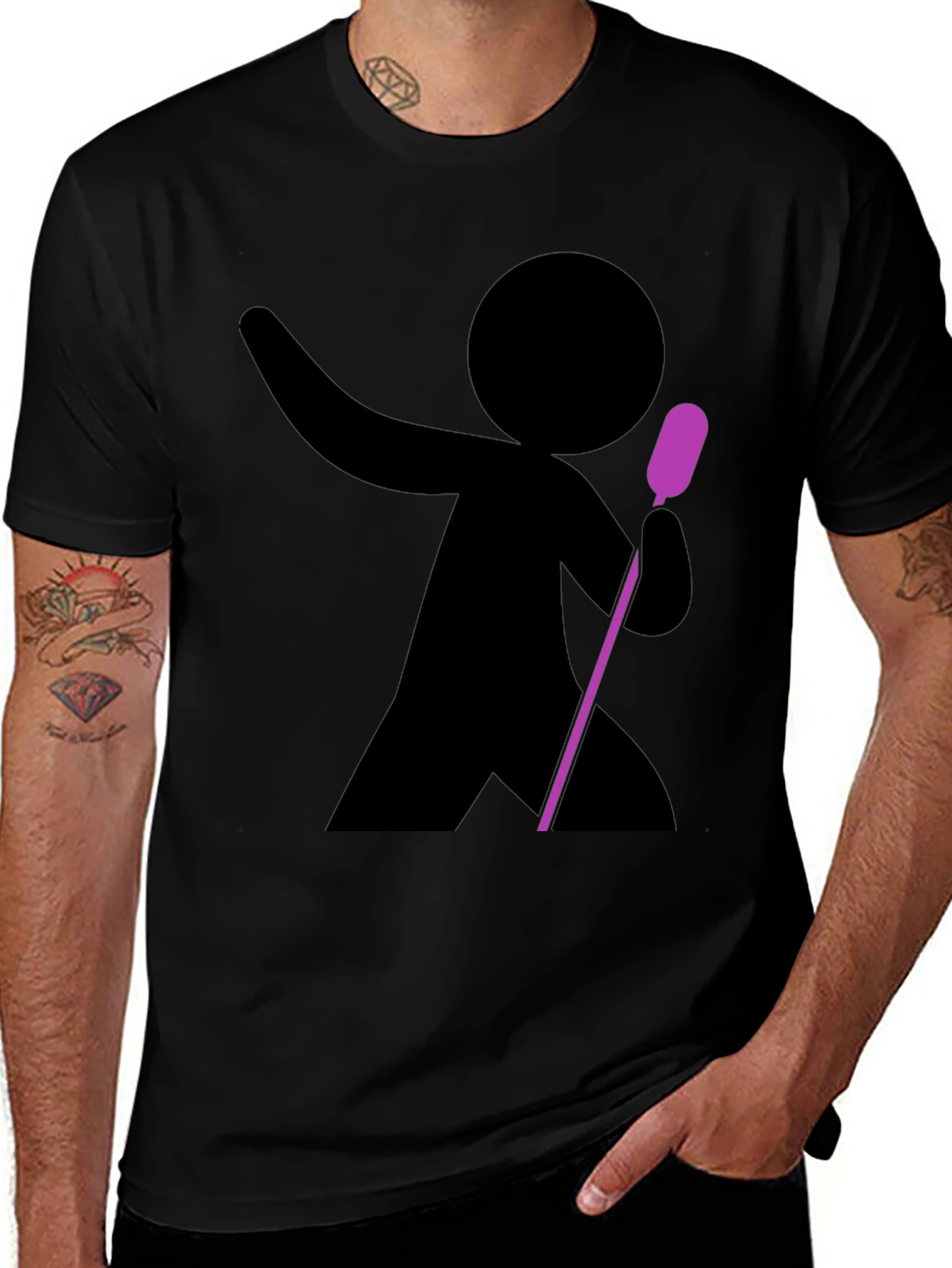 Stick Figure Singer Black T-Shirt