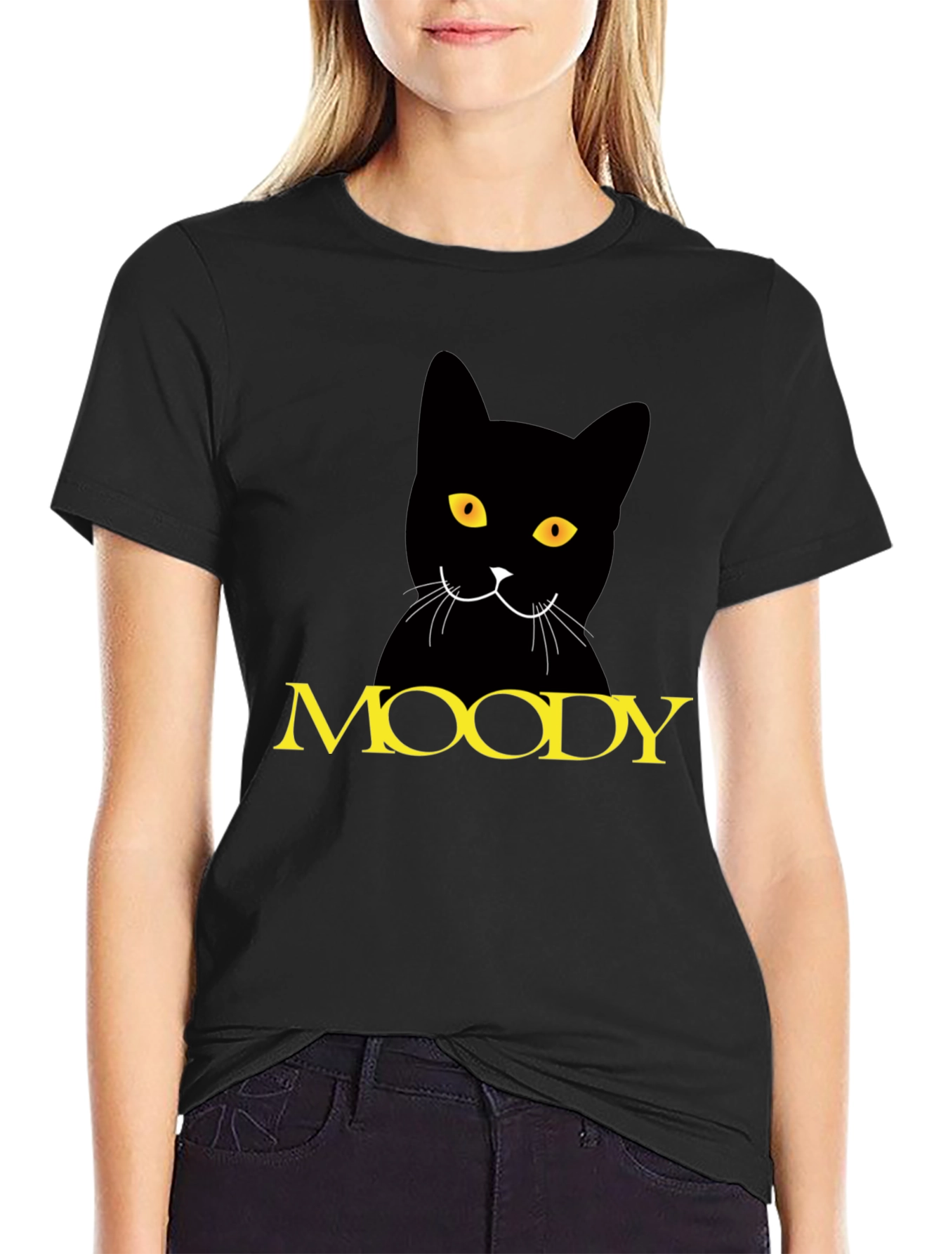 Moody Cat Black T-Shirt