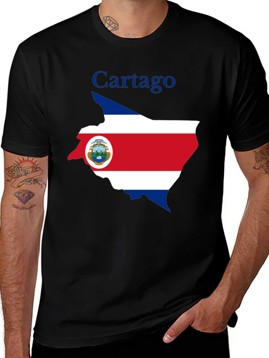 Costa Rica Cartago Map T-Shirt - Mens Black Tee