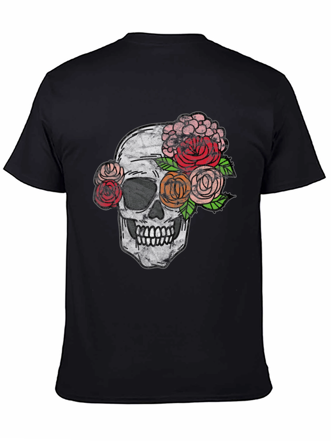 Skull & Roses Graphic Tee - Unisex Black T-Shirt