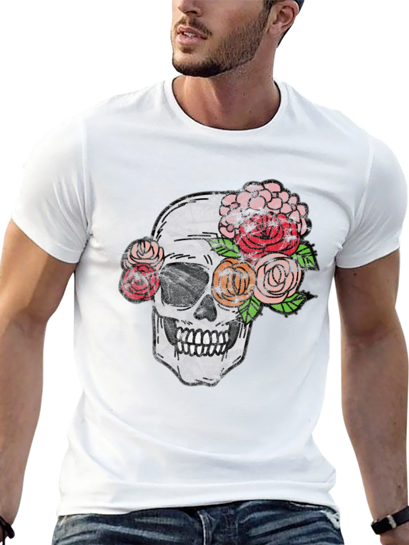 Skull & Roses Graphic Tee - Unisex Black T-Shirt