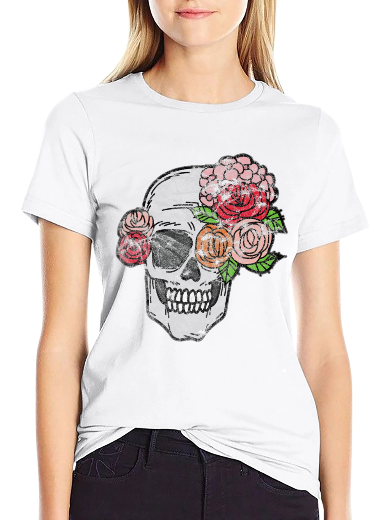 Skull & Roses Graphic Tee - Unisex Black T-Shirt