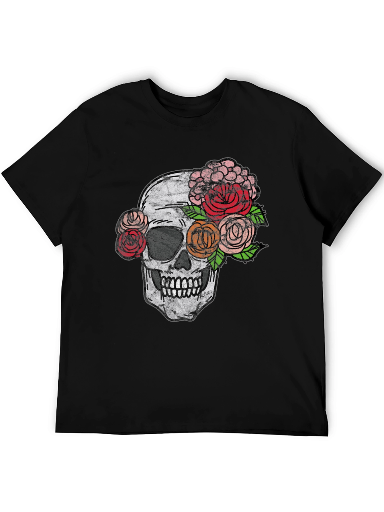 Skull & Roses Graphic Tee - Unisex Black T-Shirt