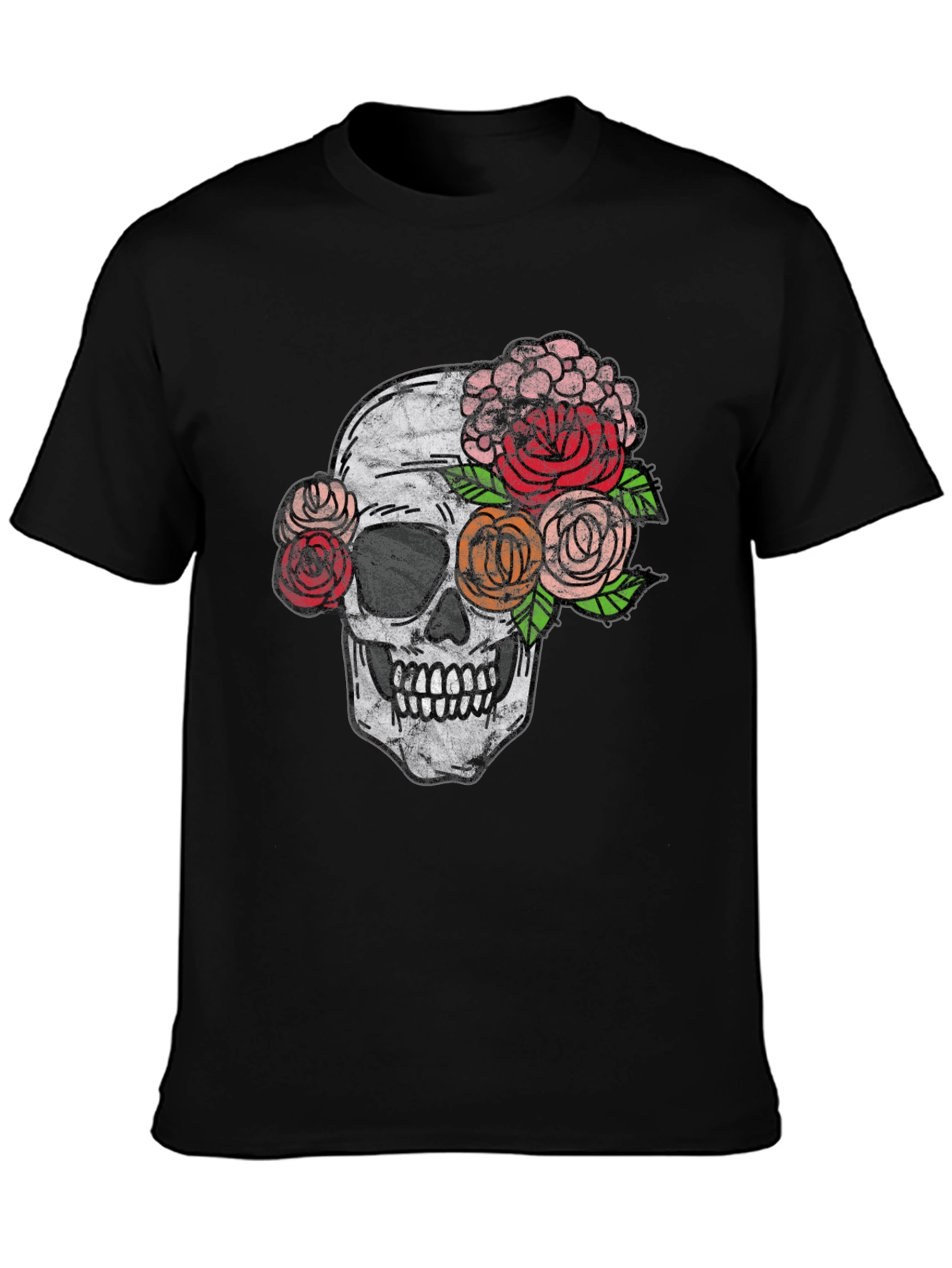 Skull & Roses Graphic Tee - Unisex Black T-Shirt