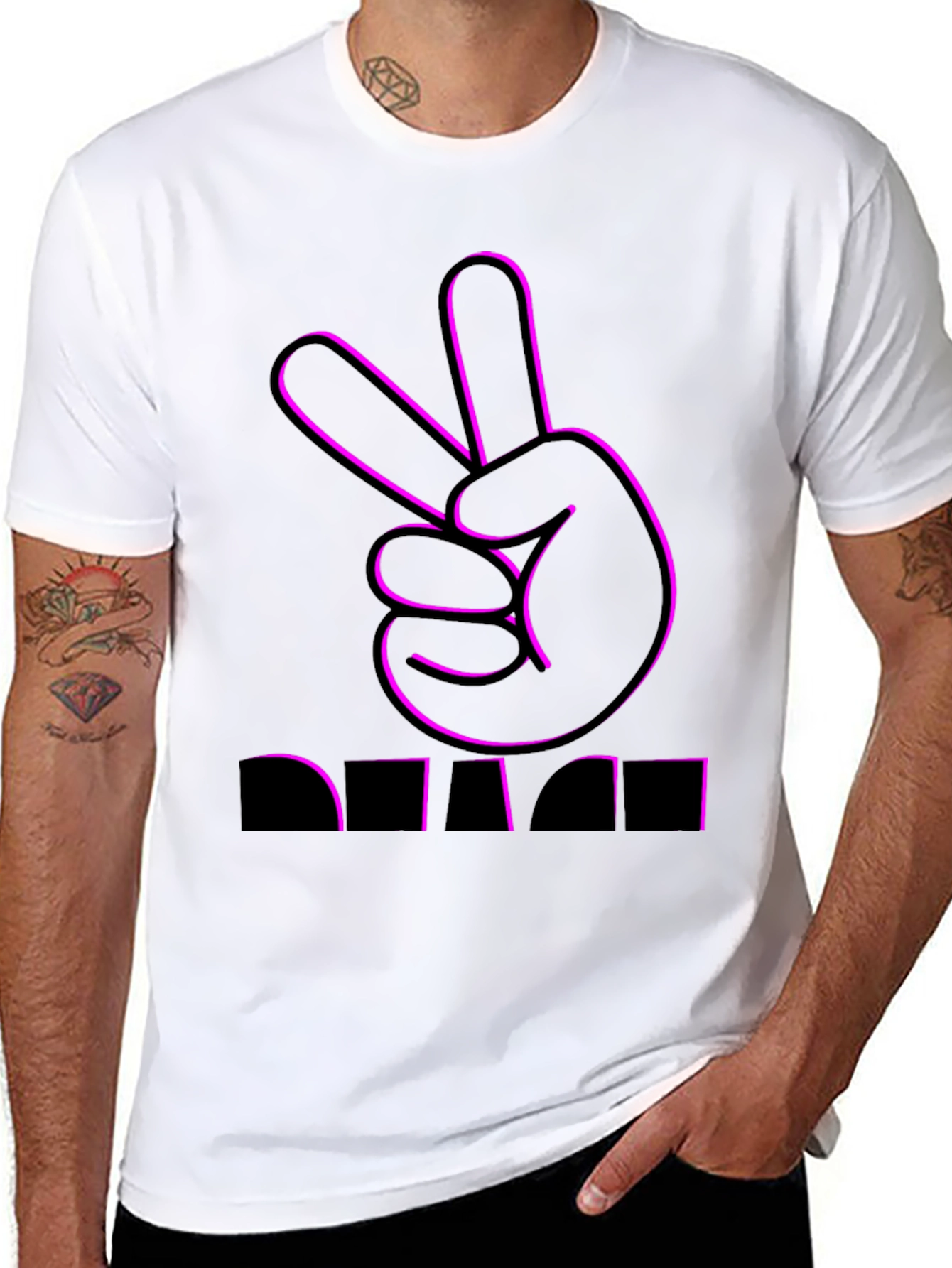 Peace Sign Graphic Tee - Black