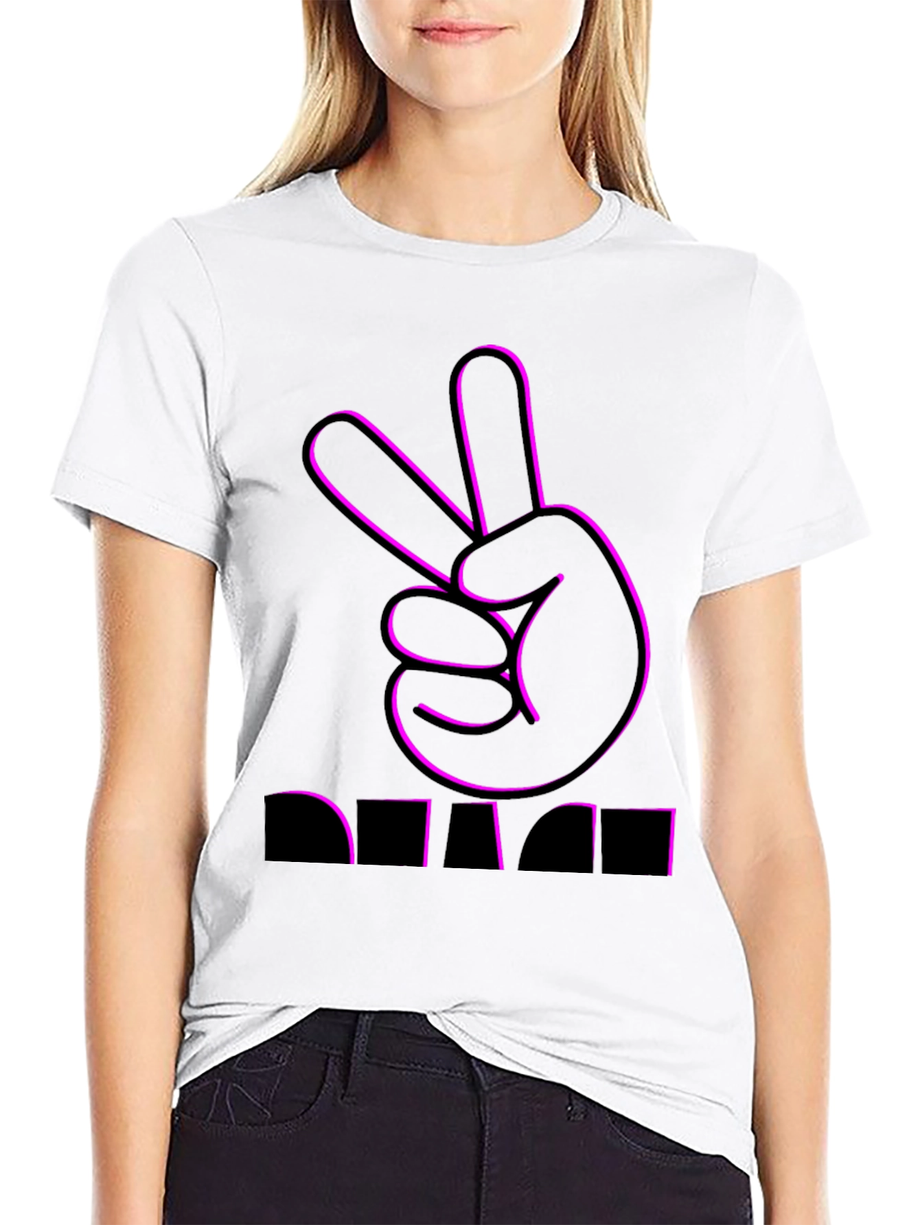 Peace Sign Graphic Tee - Black