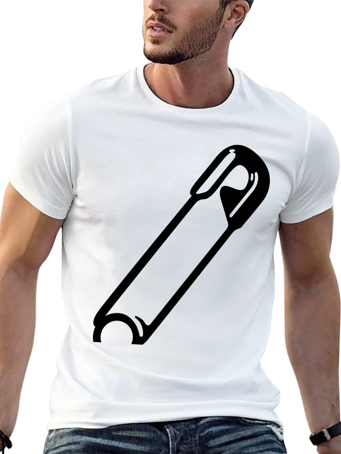 Safety Pin Graphic Black T-Shirt