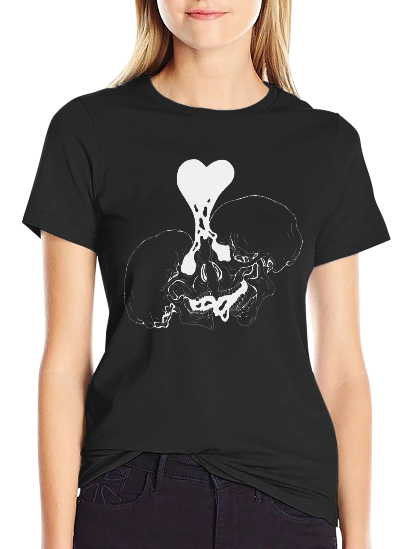 Skull Heart Graphic Tee - Black