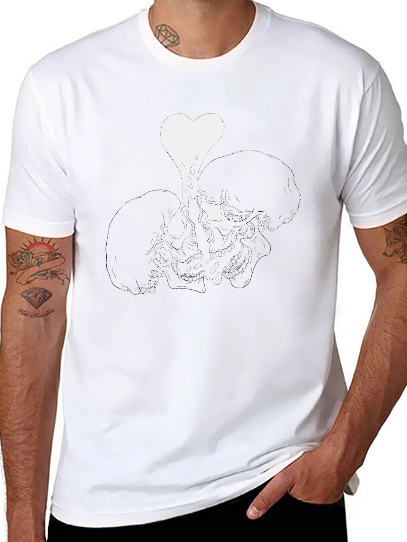 Skull Heart Graphic Tee - Black