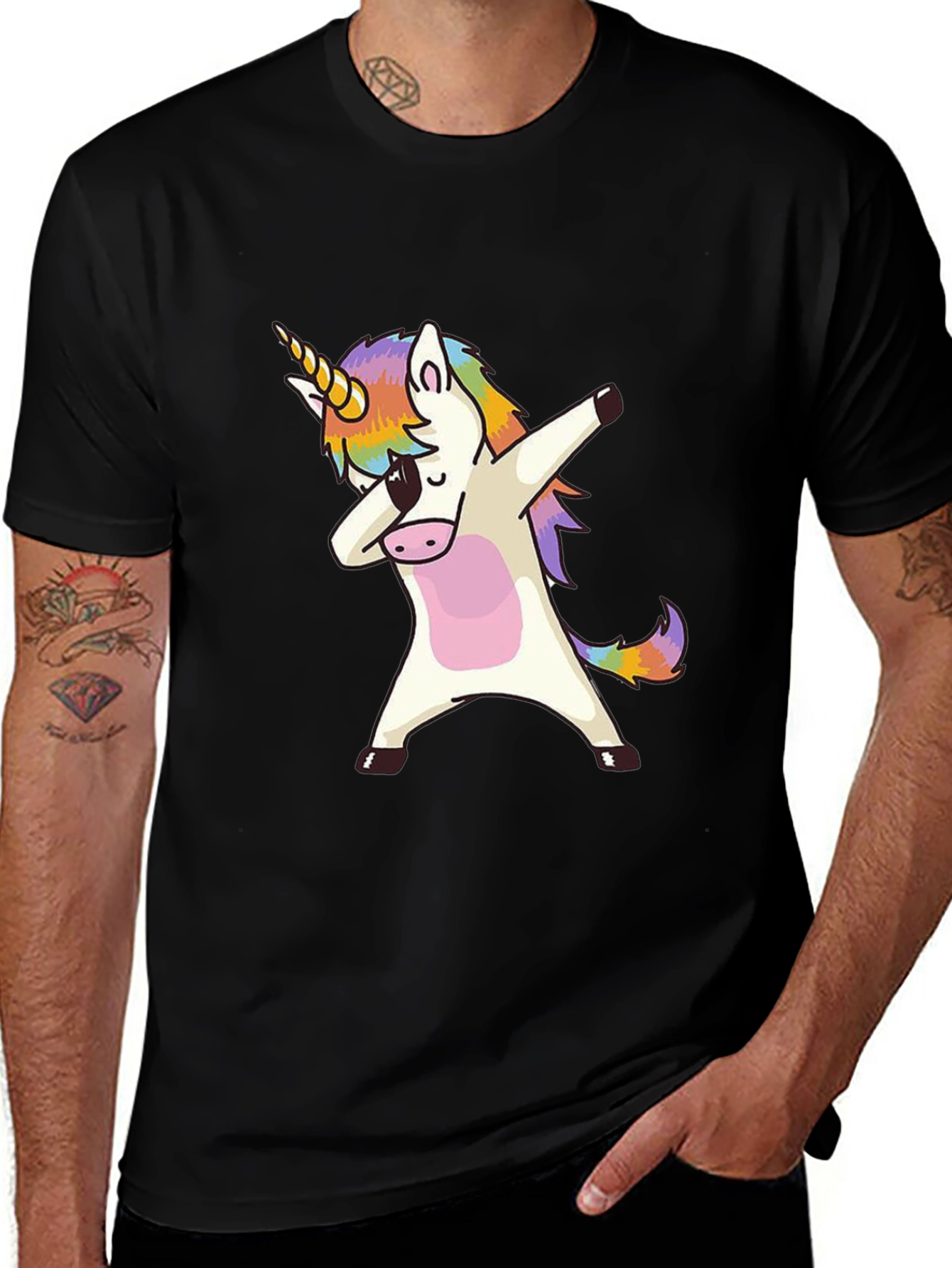 Dabbing Unicorn Graphic Tee - Black