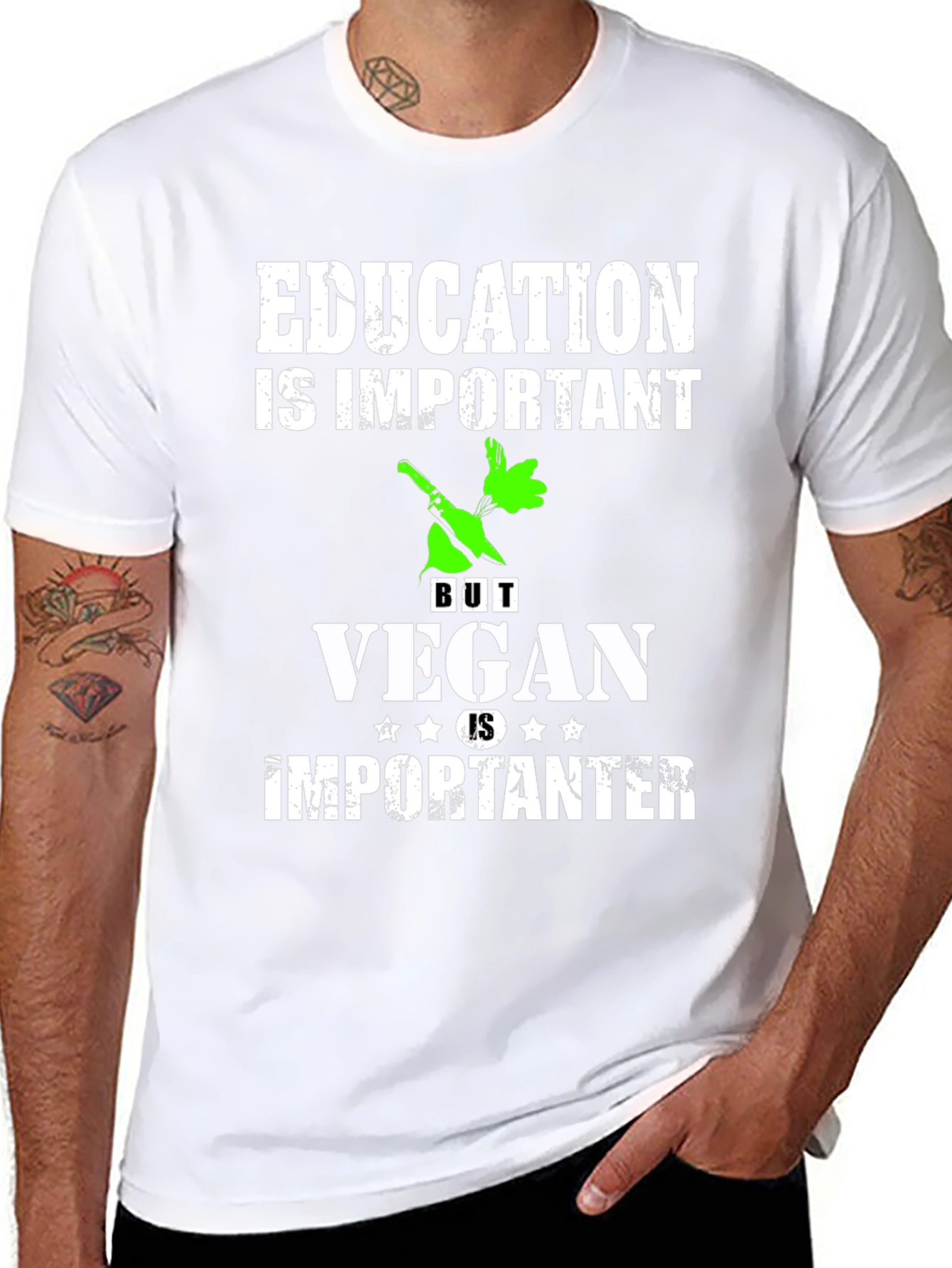 Education Important But Vegan Is Importanter T-Shirt
