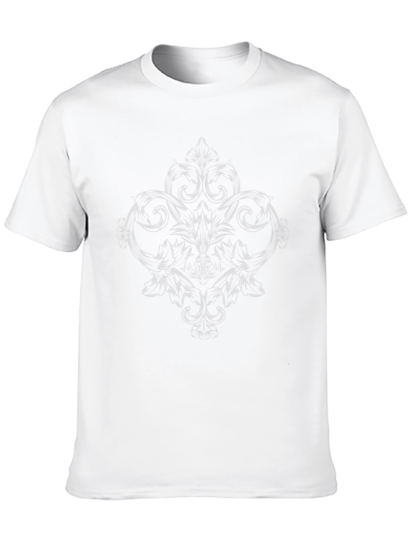 Elegant Black T-Shirt with Ornate Floral Design