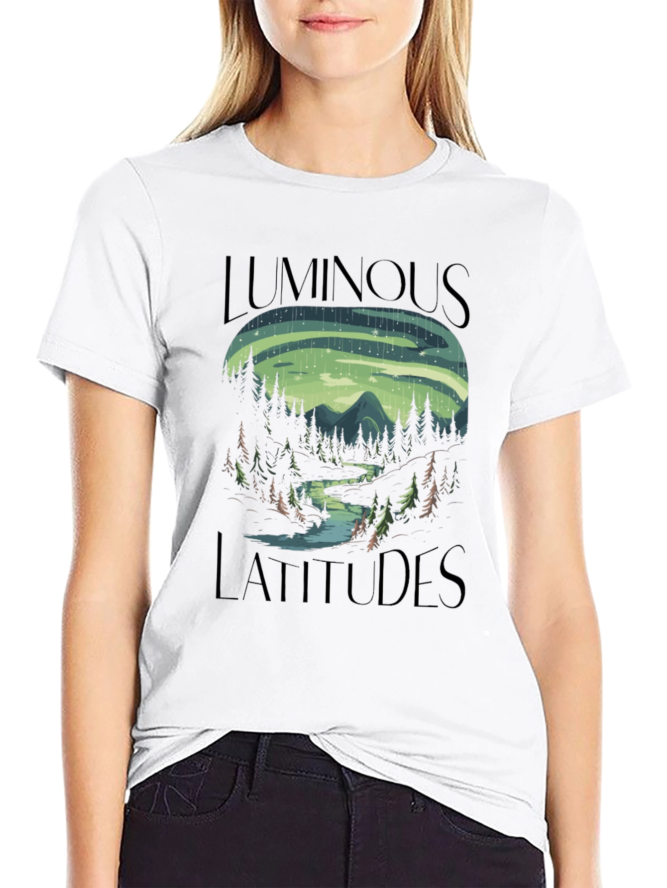 Luminous Latitudes Graphic Tee - Northern Lights Design