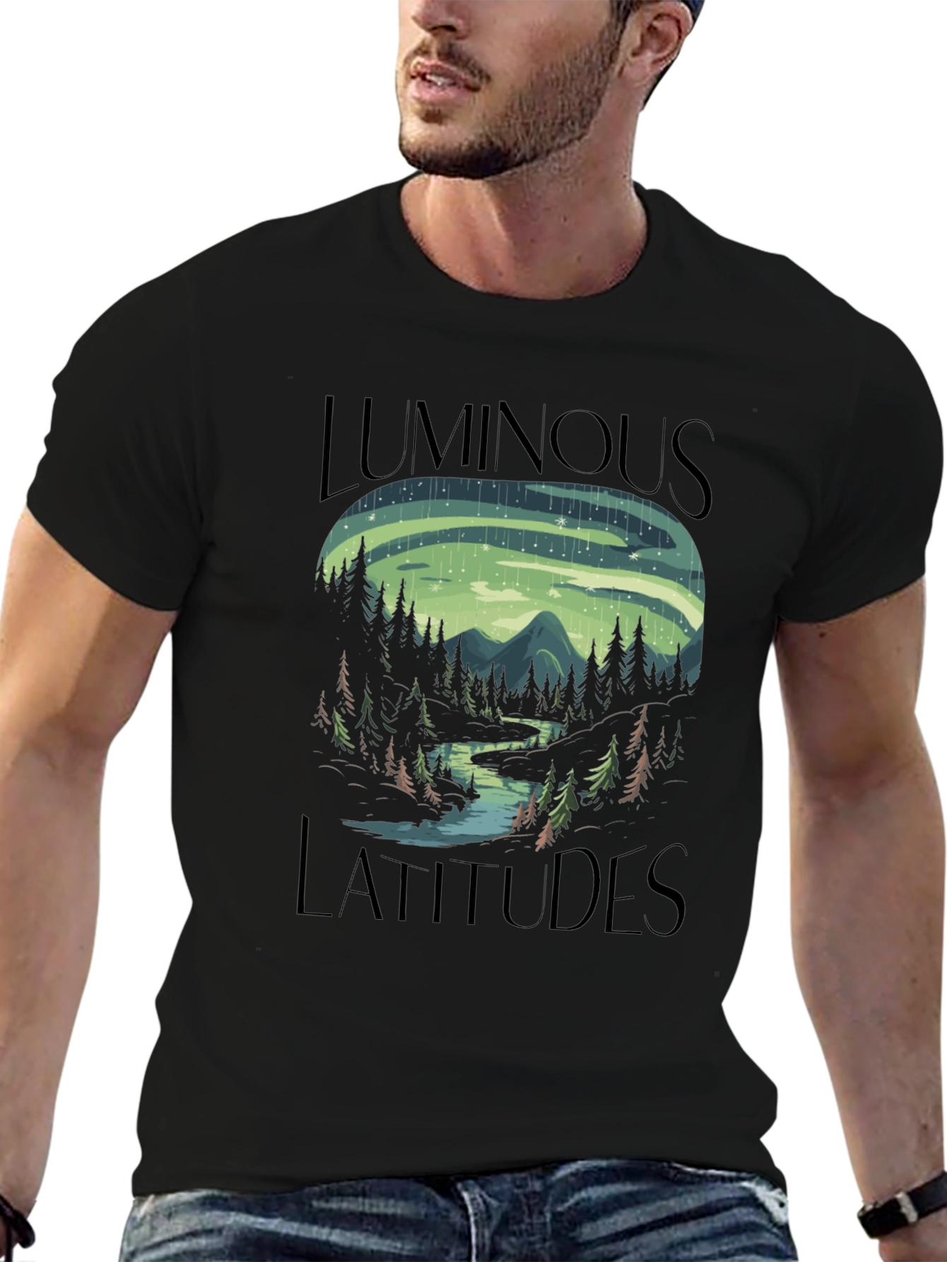 Luminous Latitudes Graphic Tee - Northern Lights Design