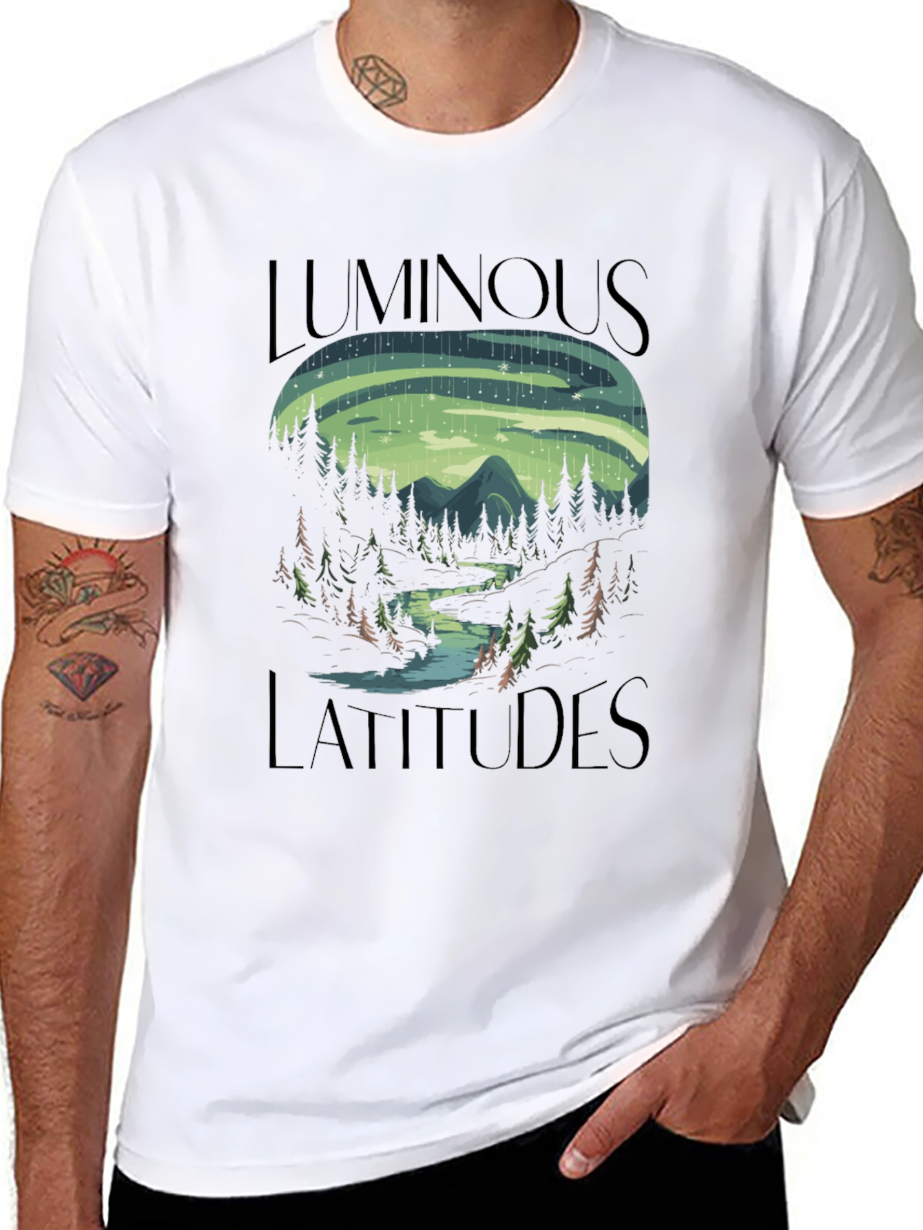 Luminous Latitudes Graphic Tee - Northern Lights Design