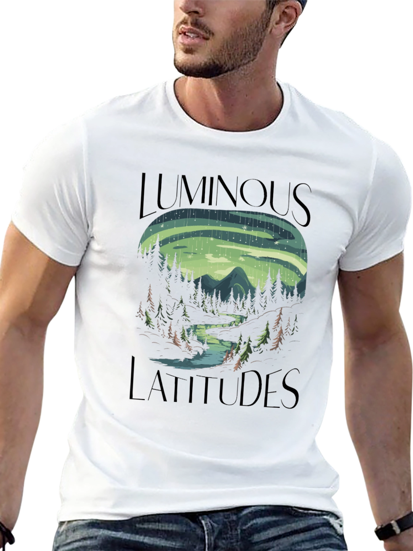 Luminous Latitudes Graphic Tee - Northern Lights Design