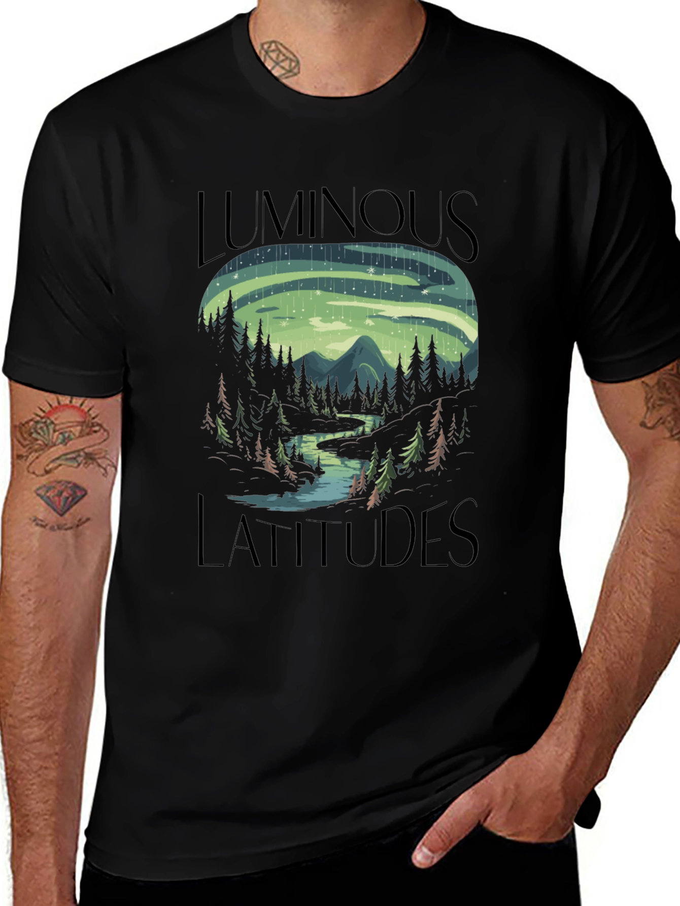 Luminous Latitudes Graphic Tee - Northern Lights Design