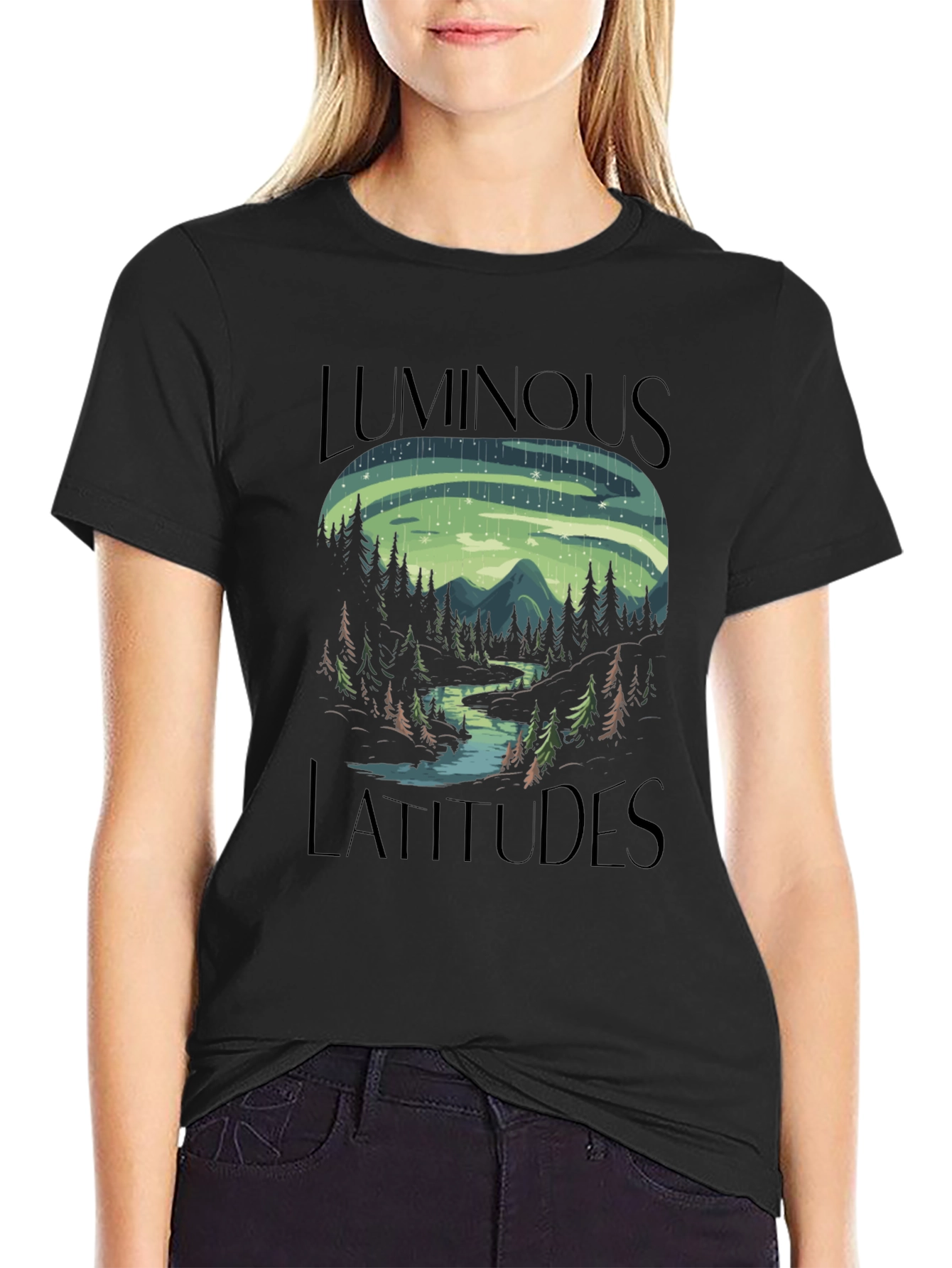 Luminous Latitudes Graphic Tee - Northern Lights Design