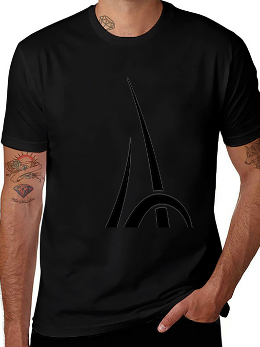 Mens Black Eiffel Tower Graphic T-Shirt