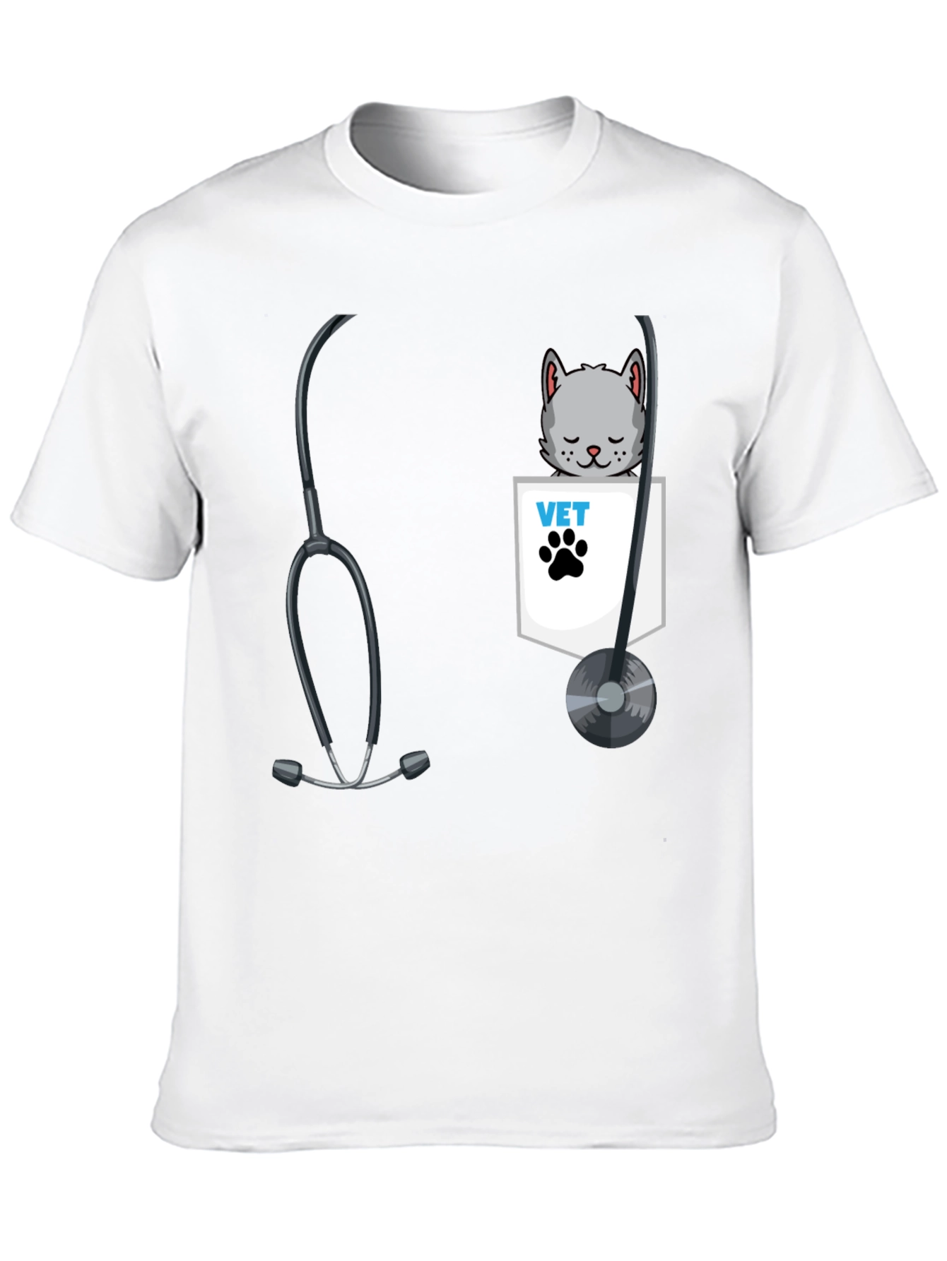 Vet Cat Pocket Graphic T-Shirt