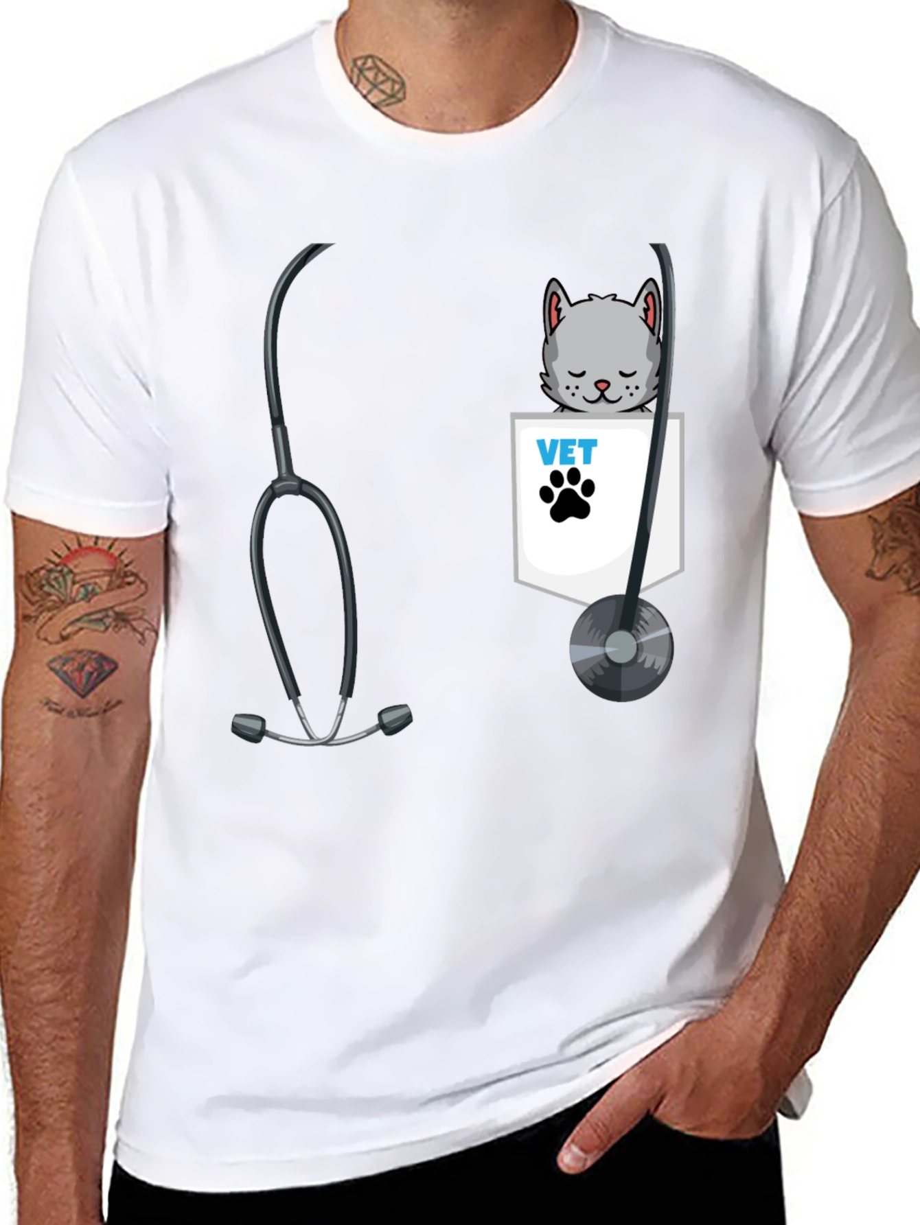 Vet Cat Pocket Graphic T-Shirt