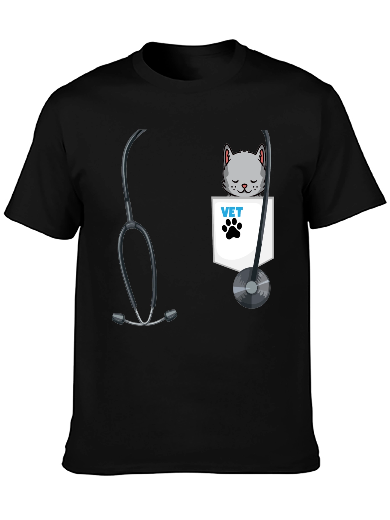 Vet Cat Pocket Graphic T-Shirt