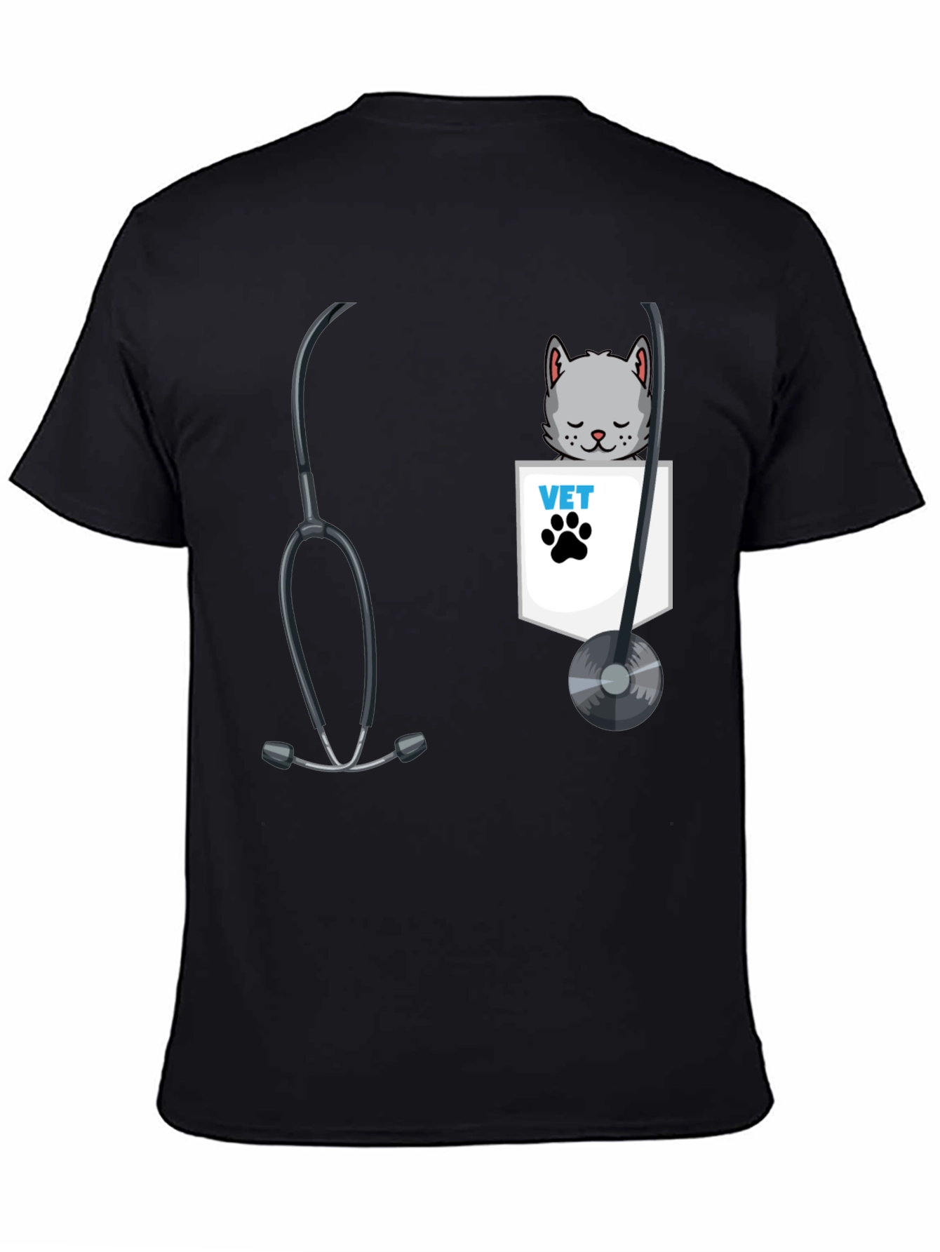 Vet Cat Pocket Graphic T-Shirt