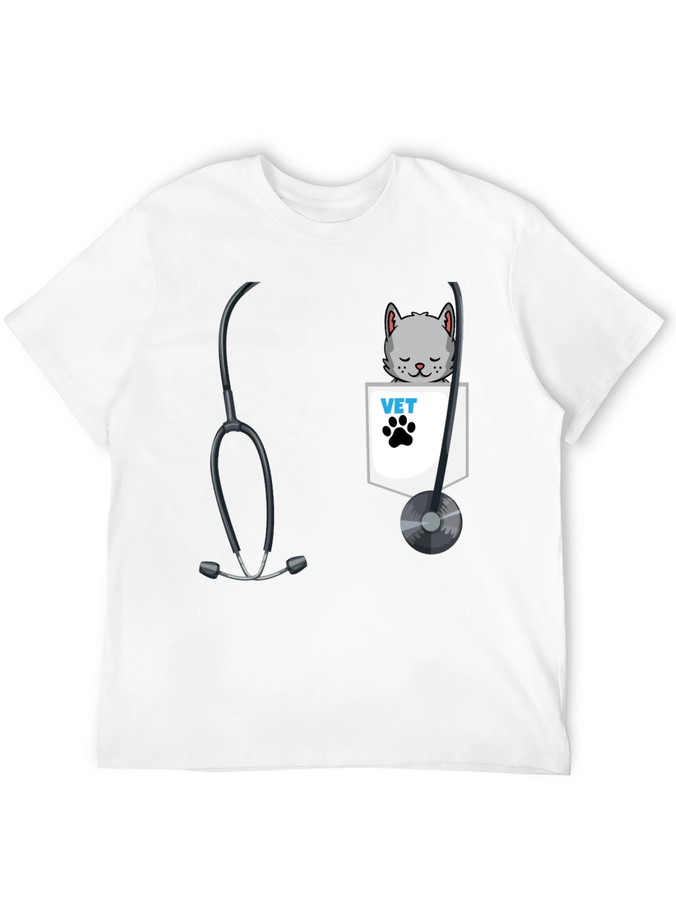 Vet Cat Pocket Graphic T-Shirt