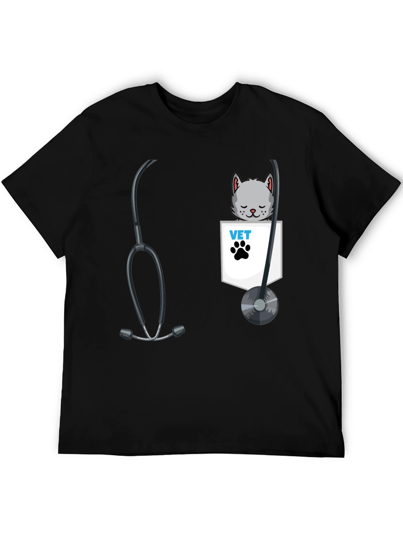 Vet Cat Pocket Graphic T-Shirt